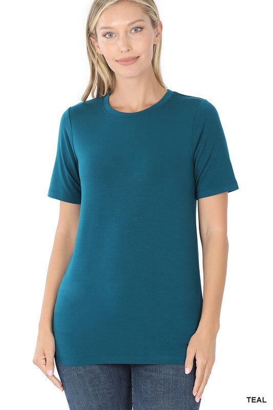 Basic T-Shirt - Black, Teal, Eggplant - Lavender Hills BeautyZenana