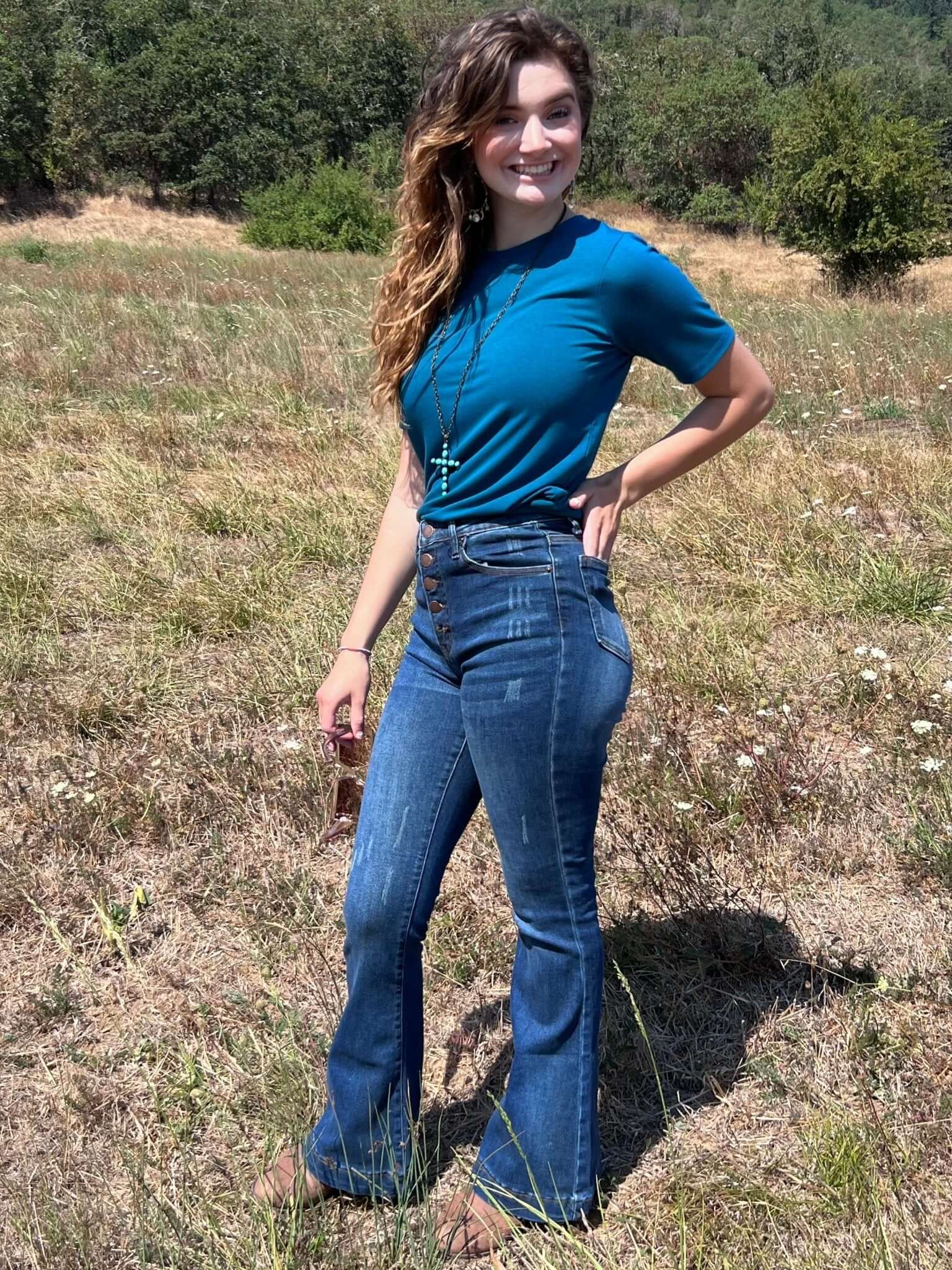 Basic T-Shirt - Black, Teal, Eggplant - Lavender Hills BeautyZenana