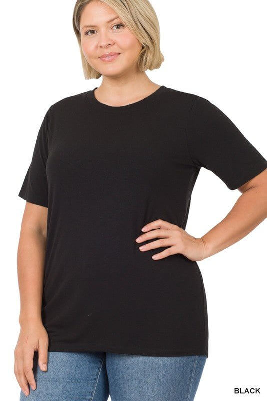 Basic T-Shirt - Black, Teal, Eggplant - Lavender Hills BeautyZenana