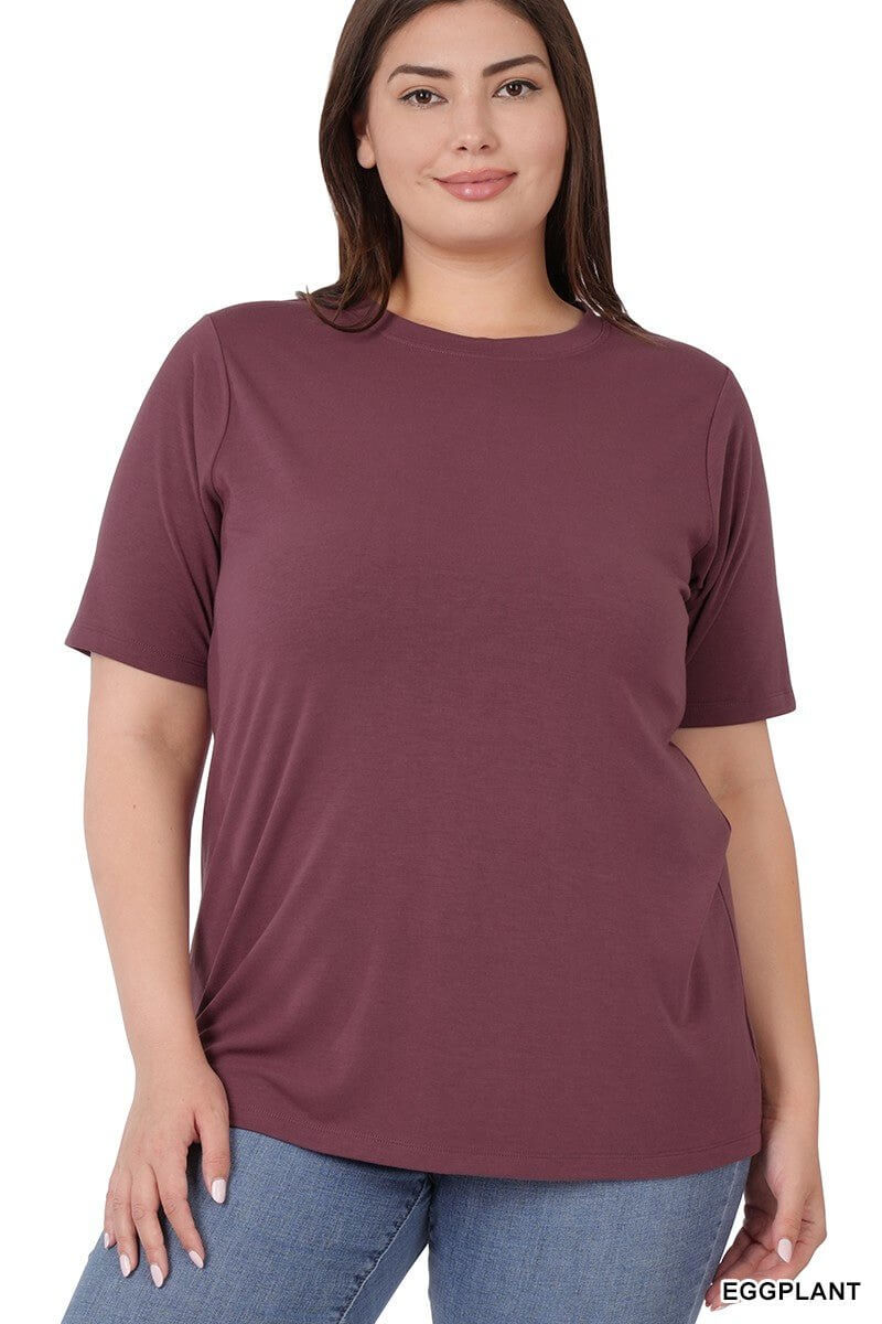 Basic T-Shirt - Black, Teal, Eggplant - Lavender Hills BeautyZenana