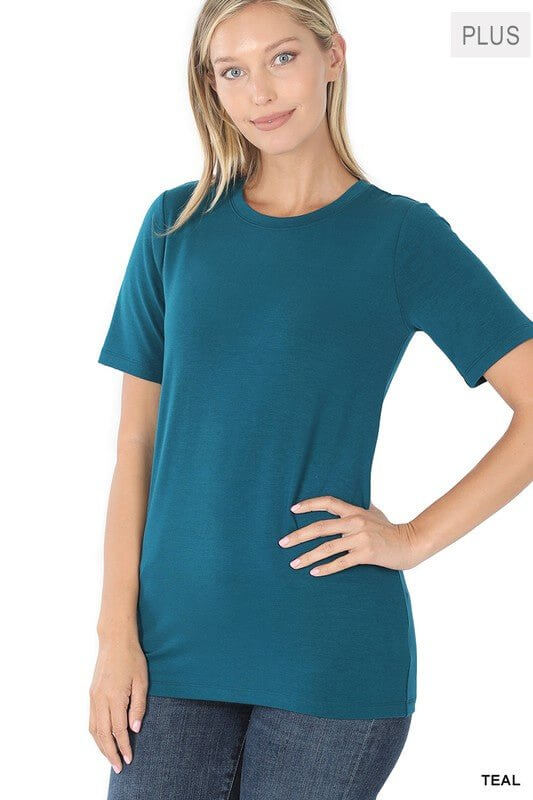 Basic T-Shirt - Black, Teal, Eggplant - Lavender Hills BeautyZenana