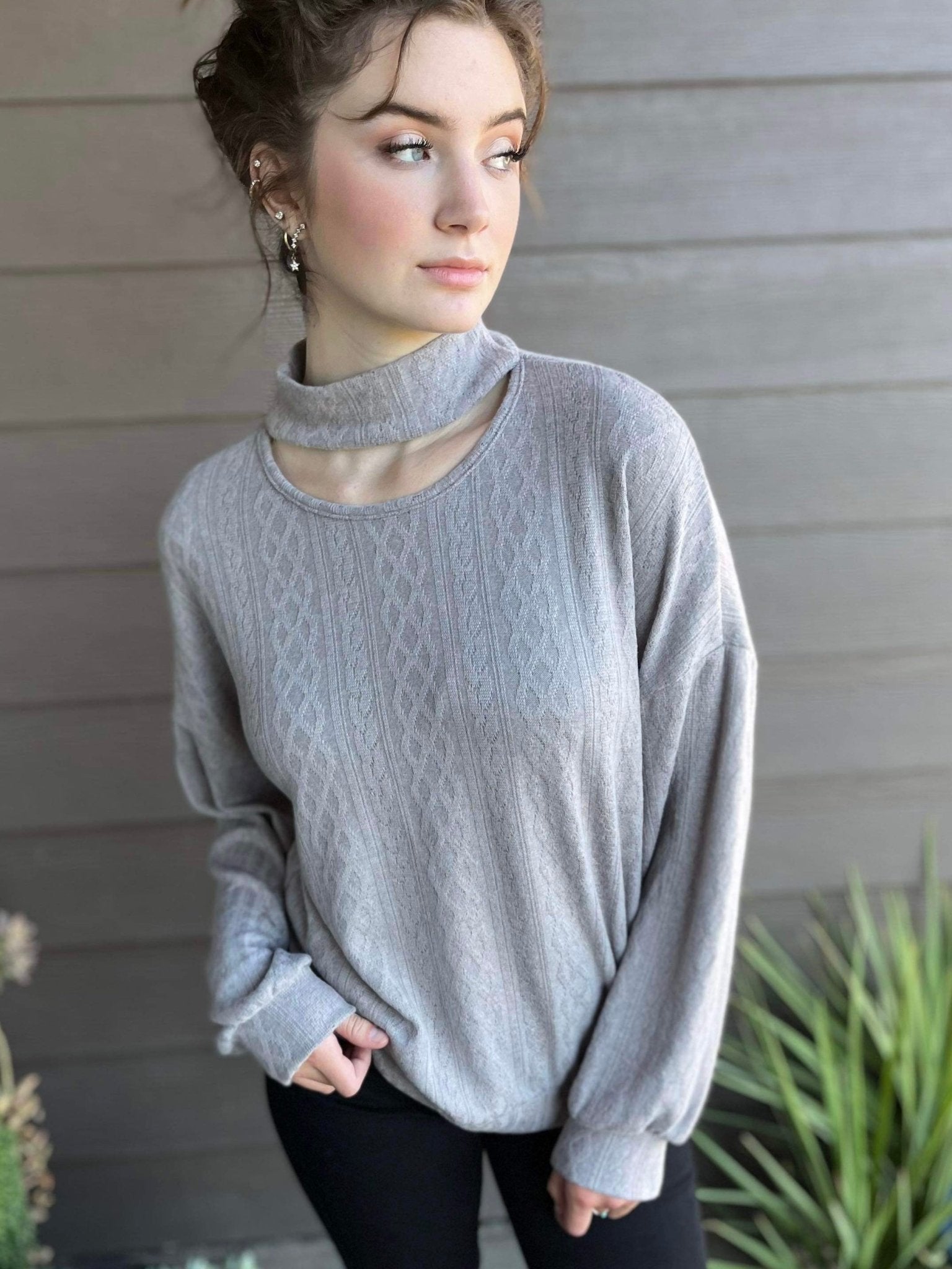 Roxy Choker Neck Sweater - Lavender Hills BeautySugarFox