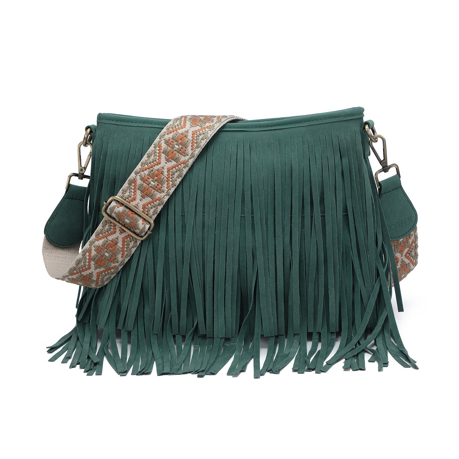 Sadie Suede Fringe Crossbody Purse w/ Guitar Strap - Teal | Vegan Leather - Lavender Hills BeautyJen & Co