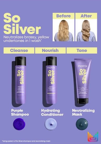 So Silver Purple Shampoo for Blonde and Silver Hair | Matrix - Lavender Hills BeautySalonCentricP1108200