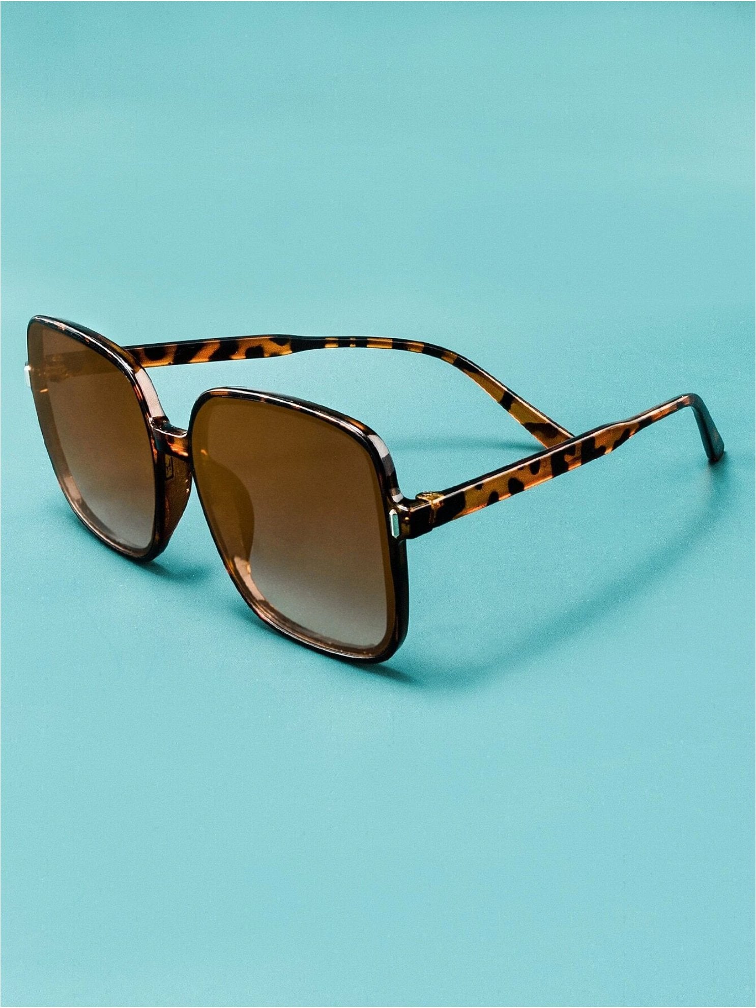 Oversized Boho Square Tortoiseshell Sunglasses - Lavender Hills BeautyShein