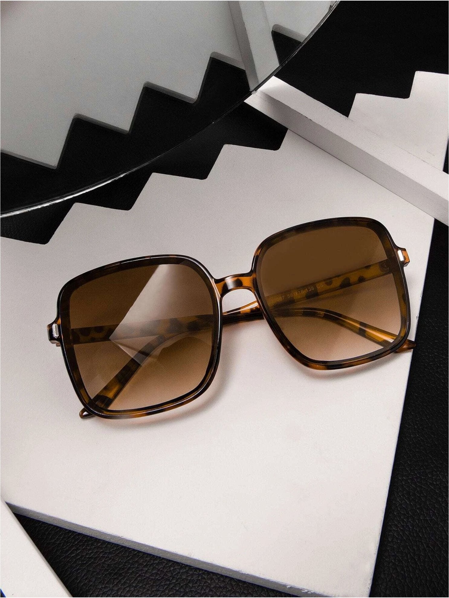Oversized Boho Square Tortoiseshell Sunglasses - Lavender Hills BeautyShein