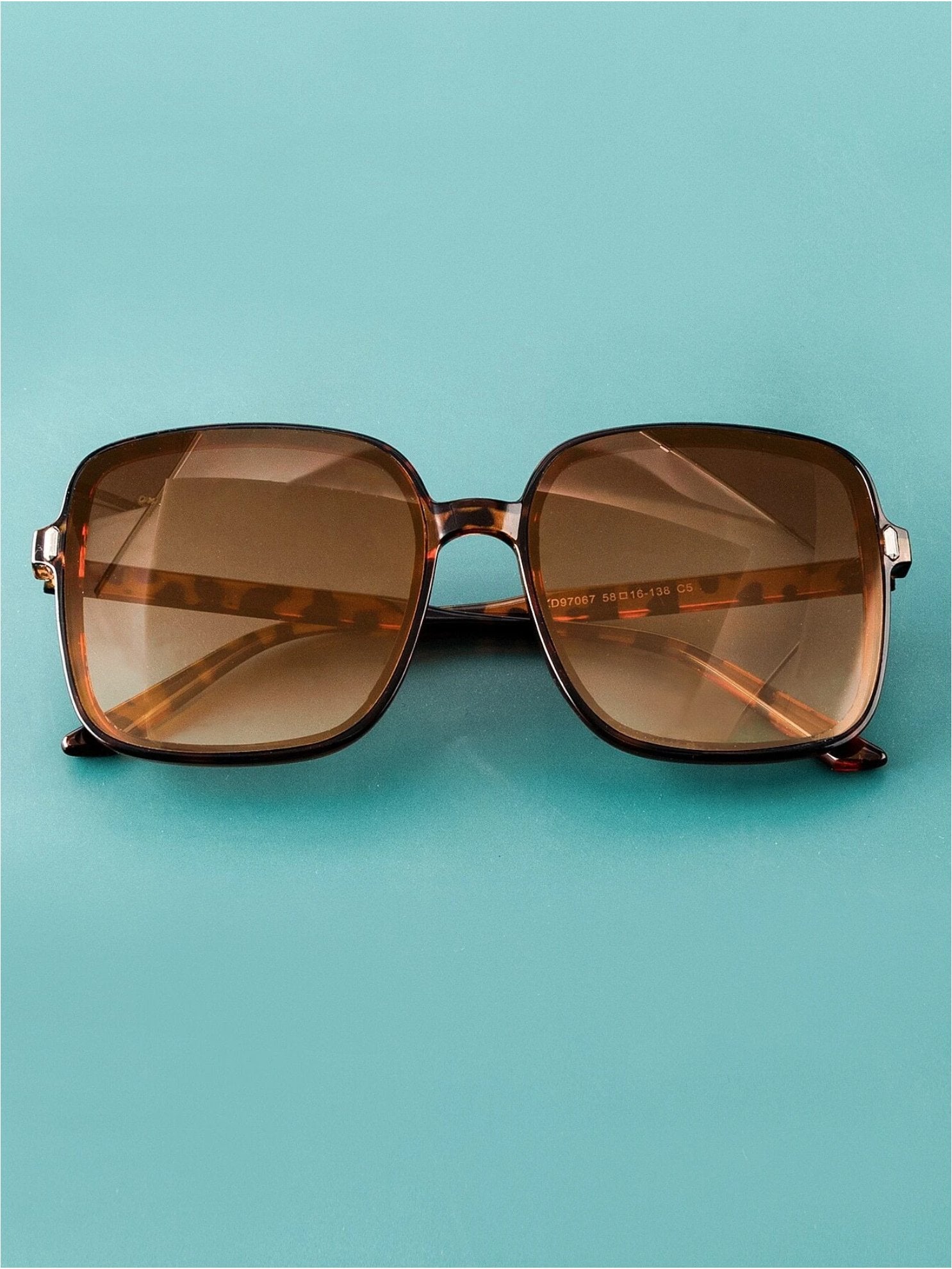 Oversized Boho Square Tortoiseshell Sunglasses - Lavender Hills BeautyShein