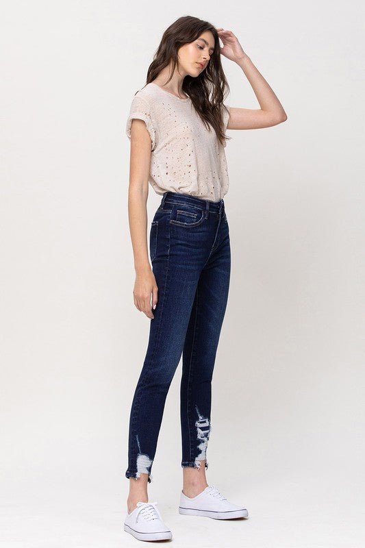 Au Revoir High Rise Distressed Ankle Skinny Jeans | Vervet by Flying Monkey | T5275 - Lavender Hills BeautyVervetT5275