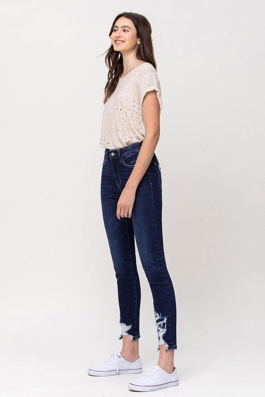 Au Revoir High Rise Distressed Ankle Skinny Jeans | Vervet by Flying Monkey | T5275 - Lavender Hills BeautyVervetT5275