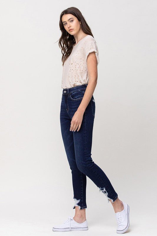Au Revoir High Rise Distressed Ankle Skinny Jeans | Vervet by Flying Monkey | T5275 - Lavender Hills BeautyVervetT5275