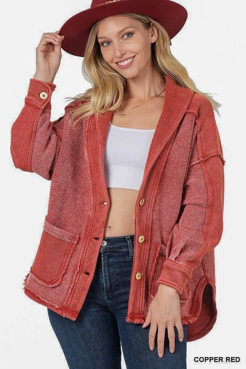 Copper Red Vintage Jacket - Lavender Hills BeautyZenana