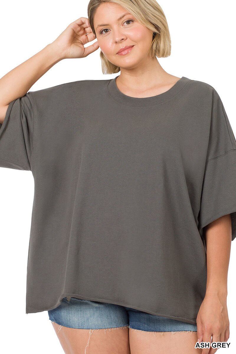 Weekender Drop Shoulder Rolled Edge Short Sleeve Top - Additional Colors - Lavender Hills BeautyZenana