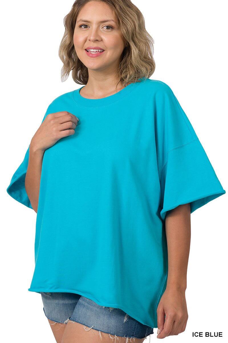 Weekender Drop Shoulder Rolled Edge Short Sleeve Top - Additional Colors - Lavender Hills BeautyZenana