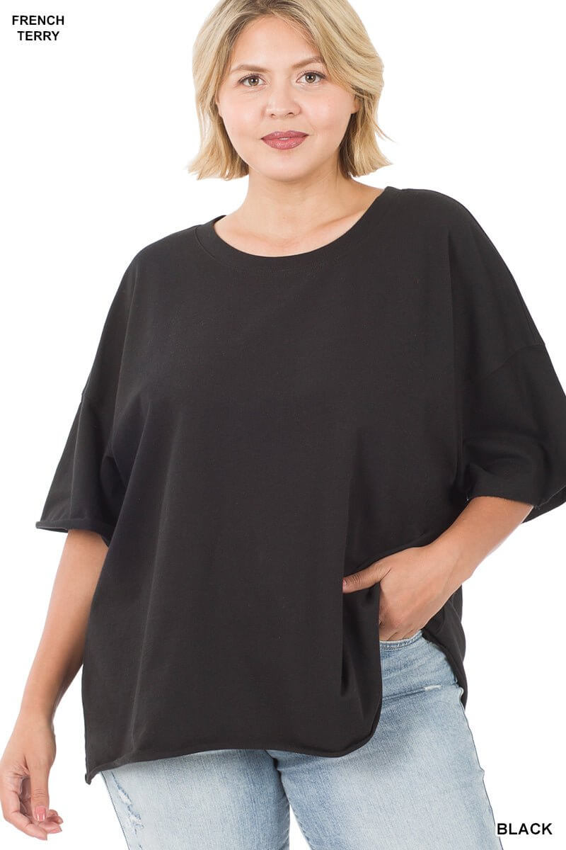 Weekender Drop Shoulder Rolled Edge Short Sleeve Top - Additional Colors - Lavender Hills BeautyZenana