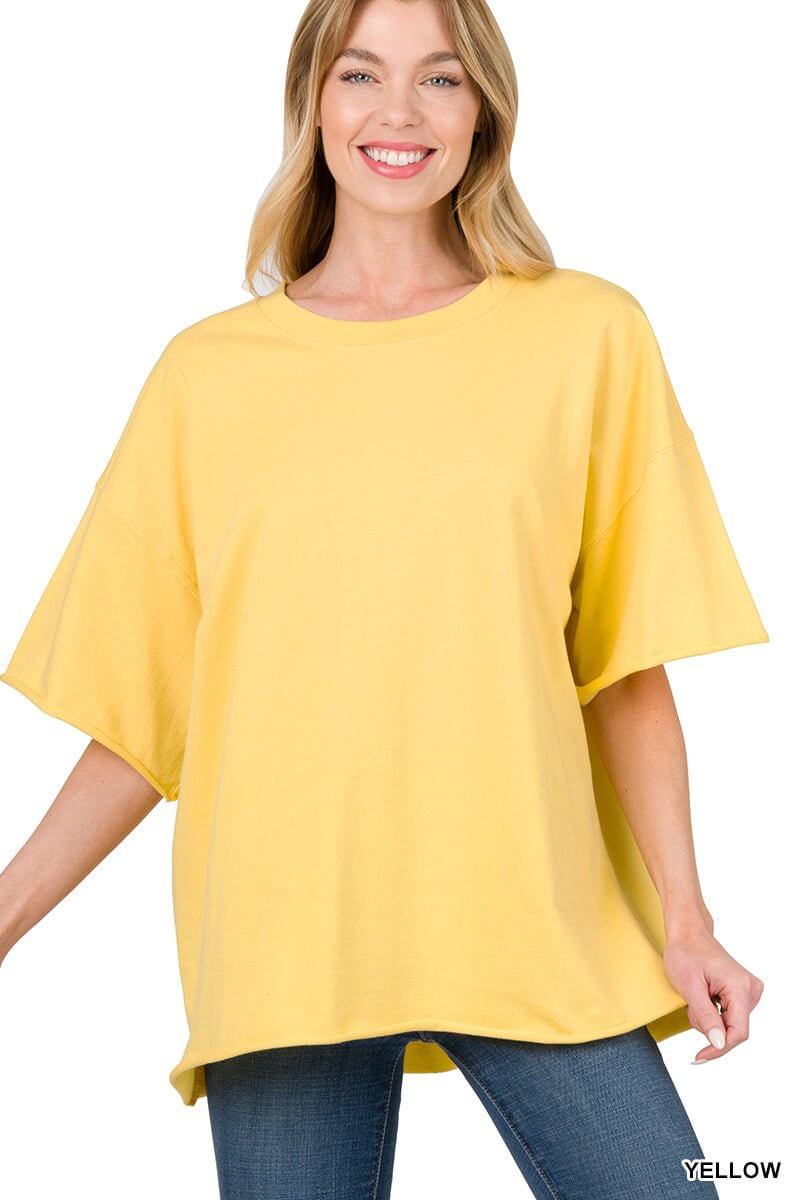 Weekender Drop Shoulder Rolled Edge Short Sleeve Top - Additional Colors - Lavender Hills BeautyZenana