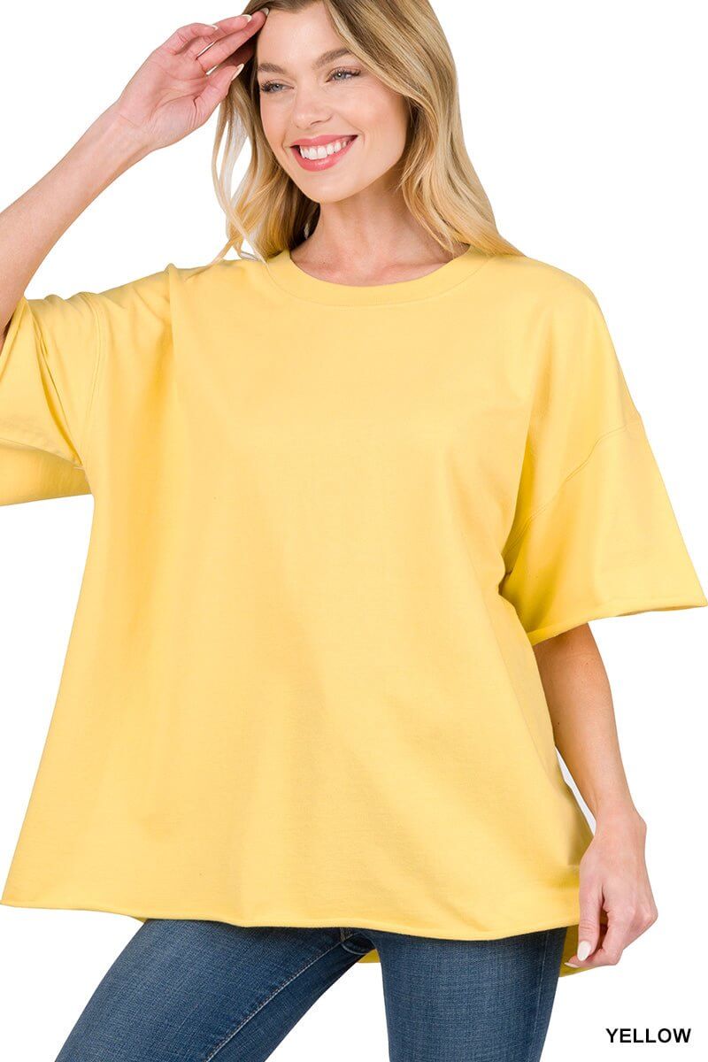 Weekender Drop Shoulder Rolled Edge Short Sleeve Top - Additional Colors - Lavender Hills BeautyZenana