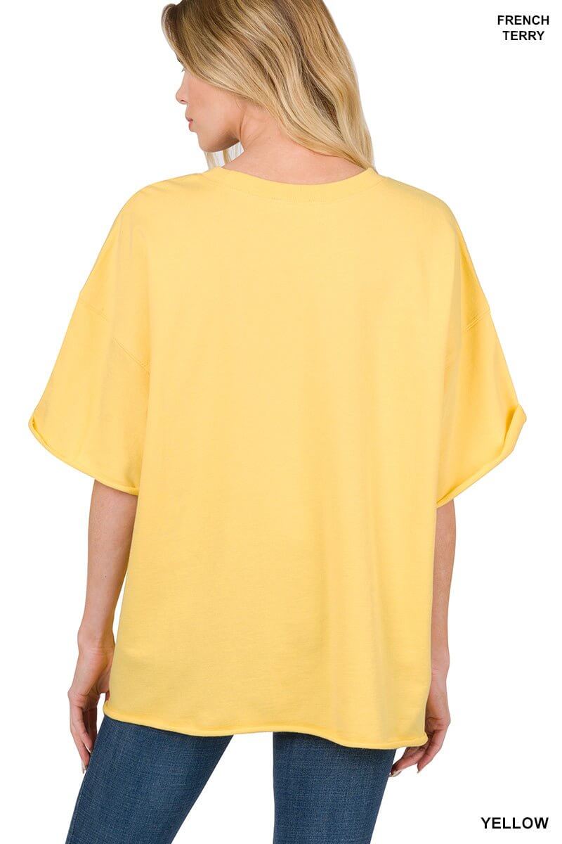 Weekender Drop Shoulder Rolled Edge Short Sleeve Top - Additional Colors - Lavender Hills BeautyZenana