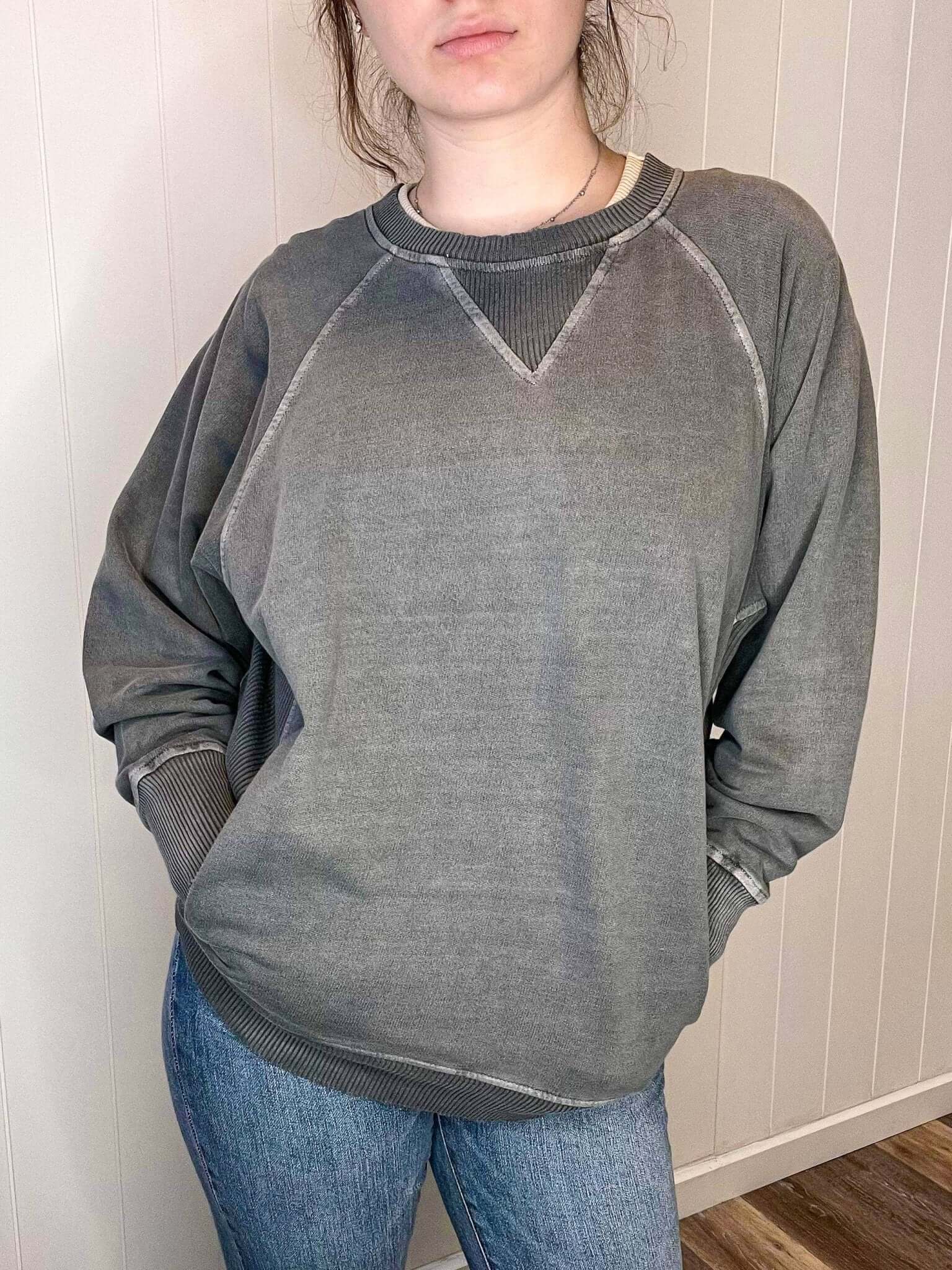 Casual Pullover Sweatshirt - Grey - Lavender Hills BeautyZenanaTTW-5176D4-ASHGREY