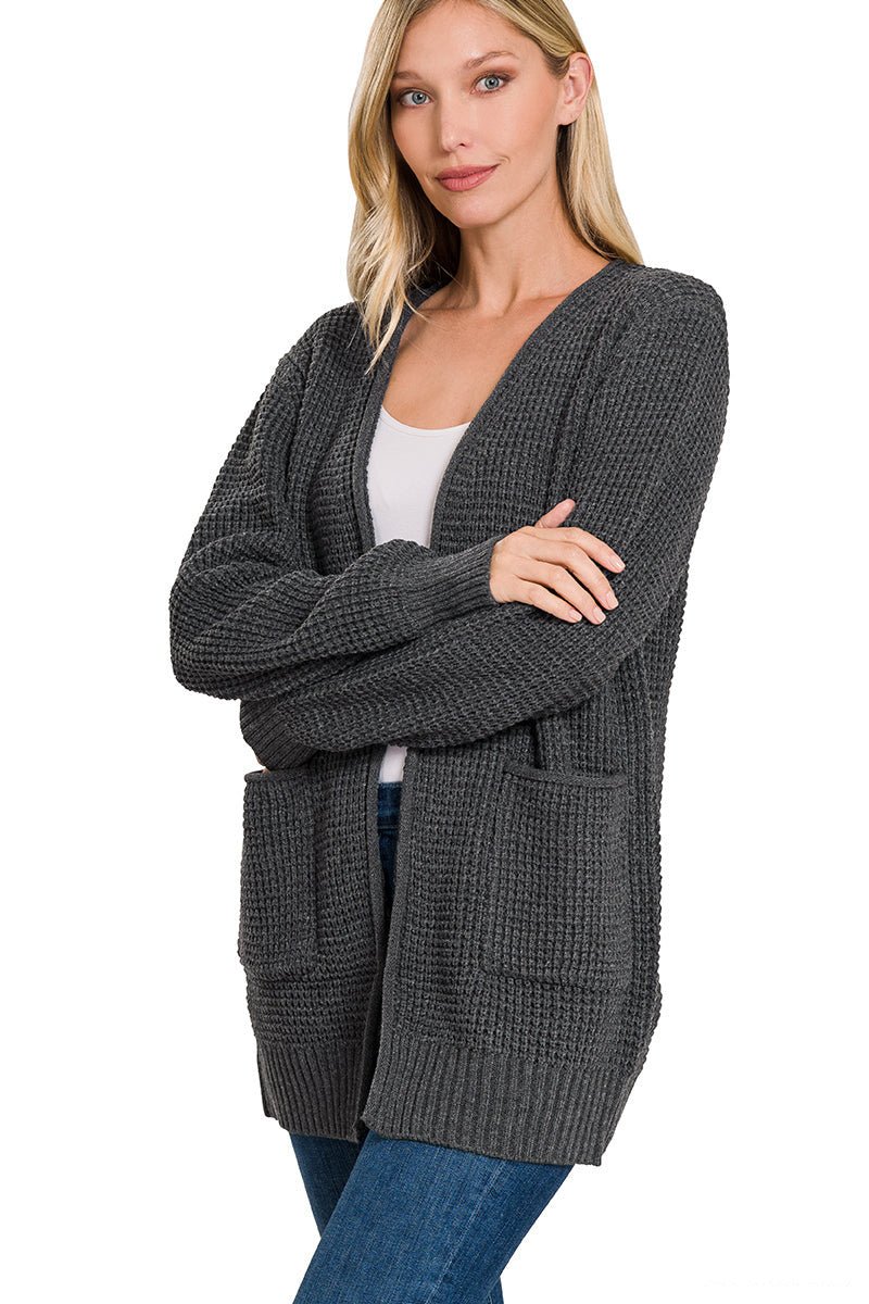 Waffle on sale cardigan sweater