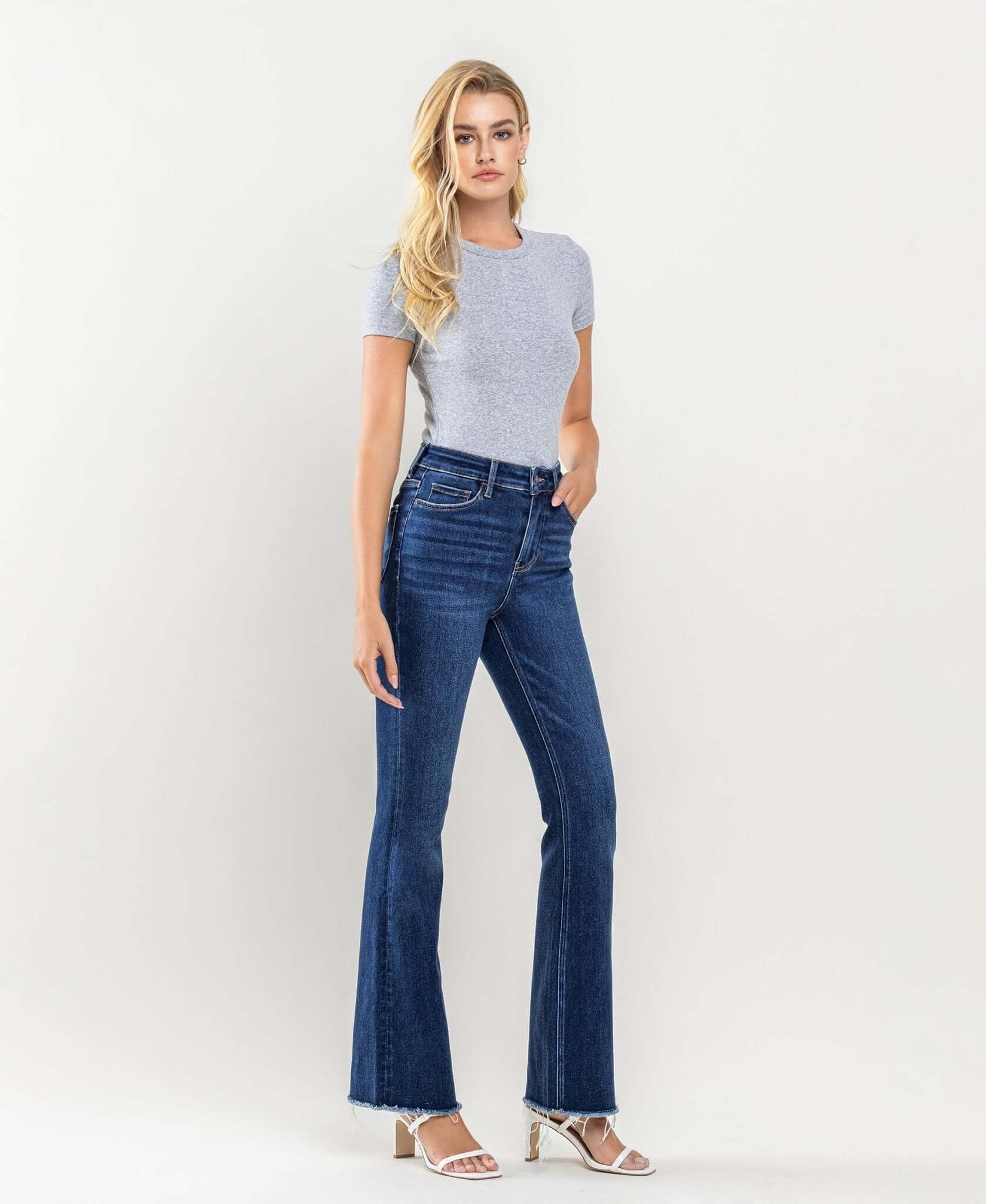 Tami Plus Size High Rise Raw Hem Bootcut Jean - Lavender Hills BeautyLovervet by VervetLV1202