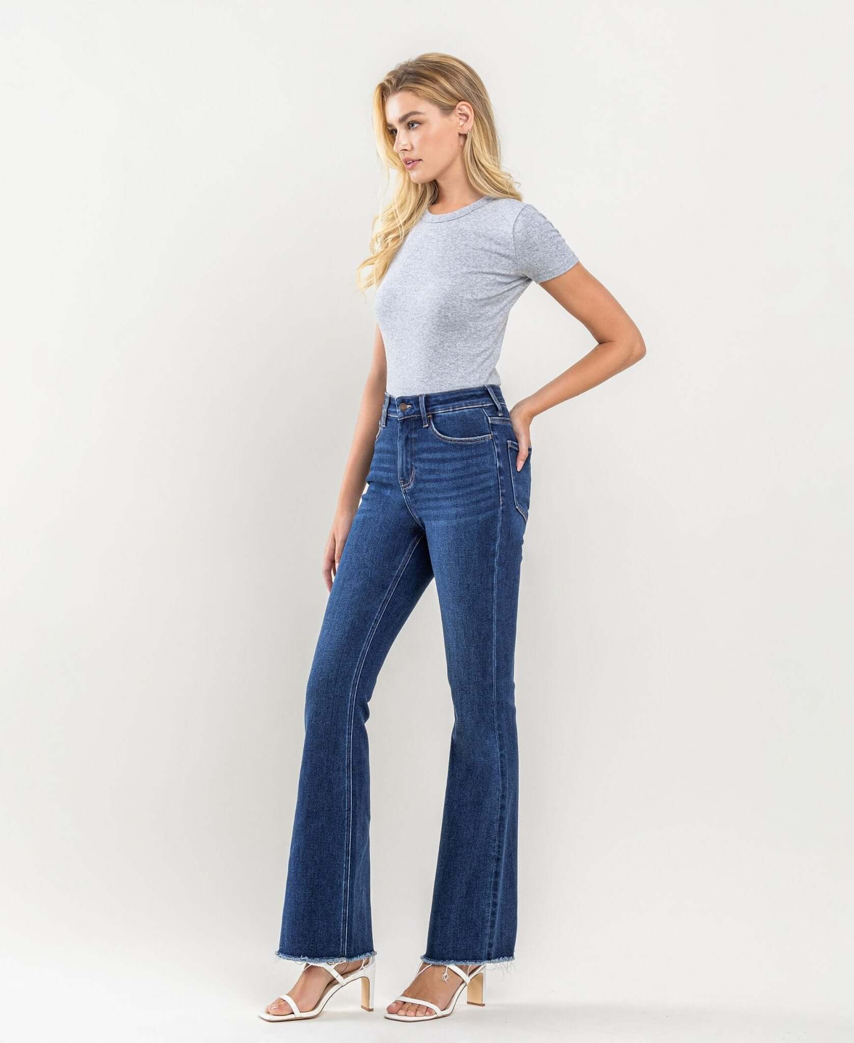 Tami Plus Size High Rise Raw Hem Bootcut Jean - Lavender Hills BeautyLovervet by VervetLV1202