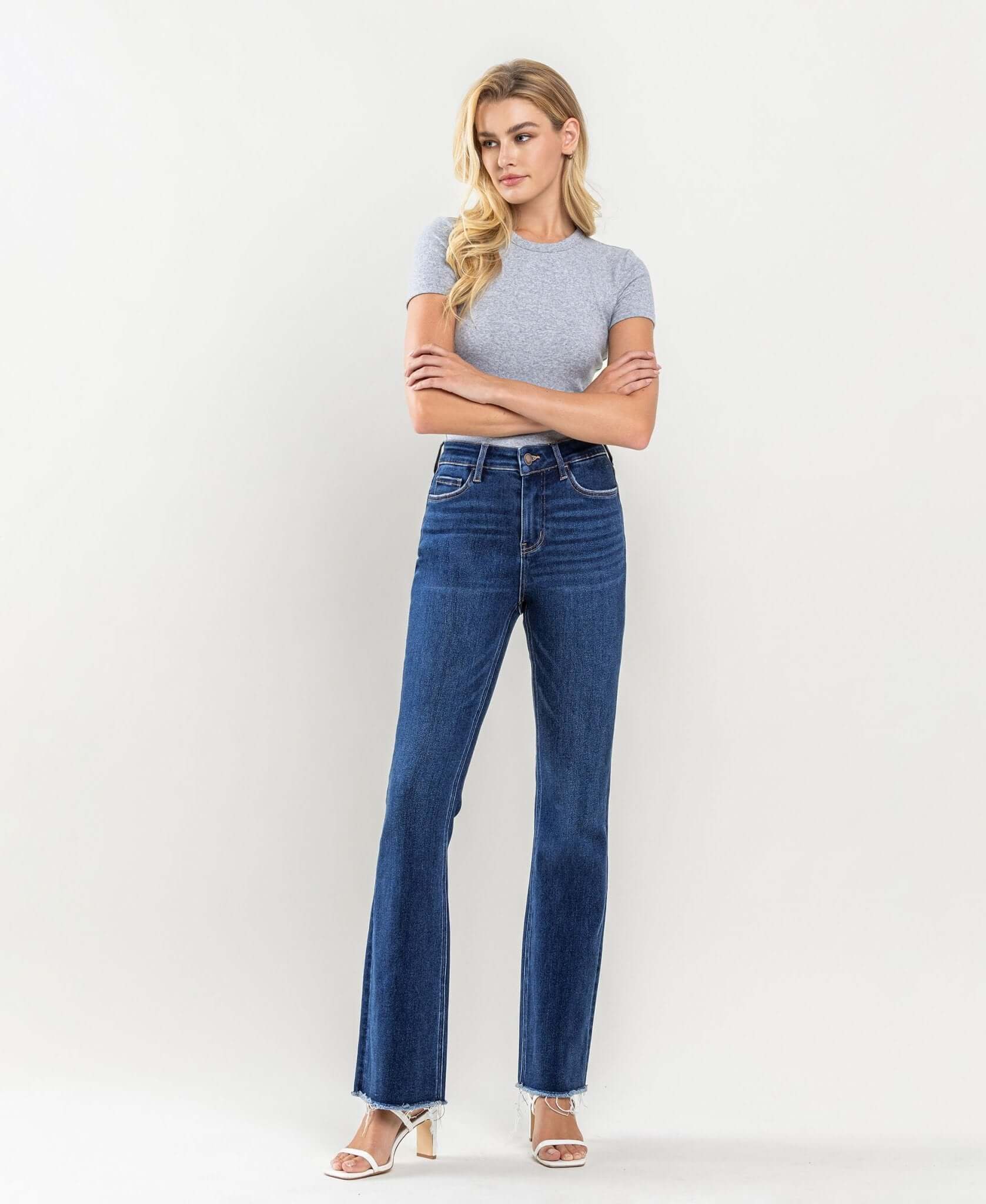 Tami Plus Size High Rise Raw Hem Bootcut Jean - Lavender Hills BeautyLovervet by VervetLV1202