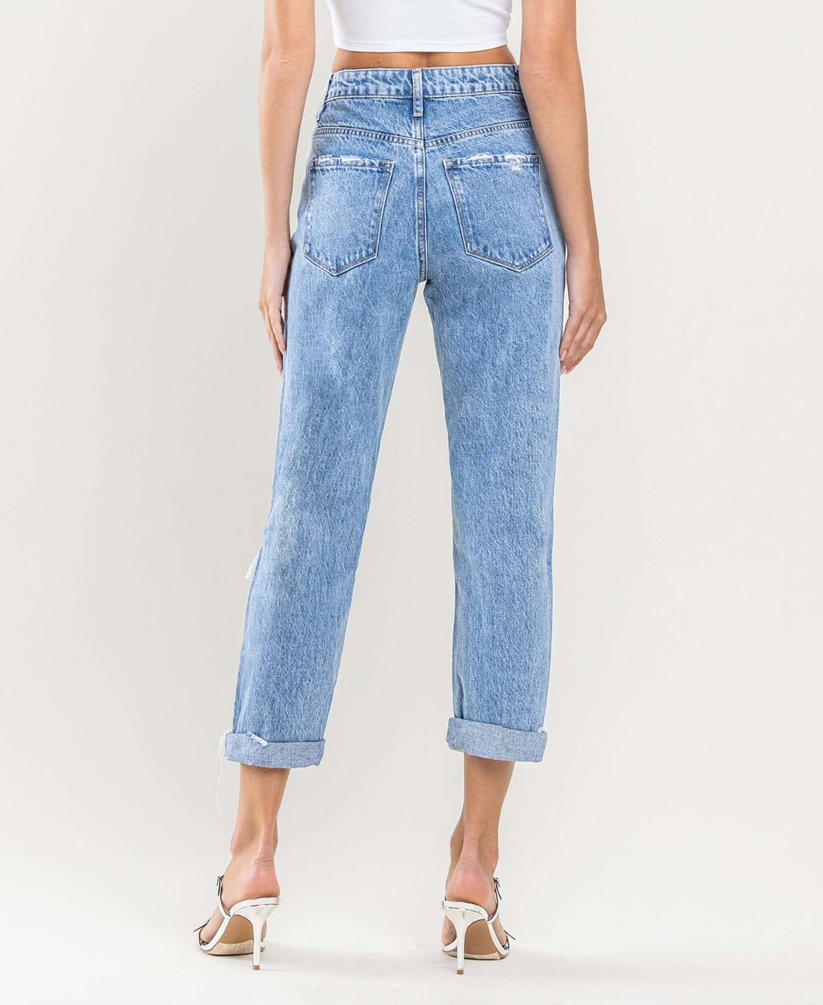 Emma Distressed Color Block Mom Jeans - Lavender Hills BeautyVervet by Flying MonkeyV2794-25