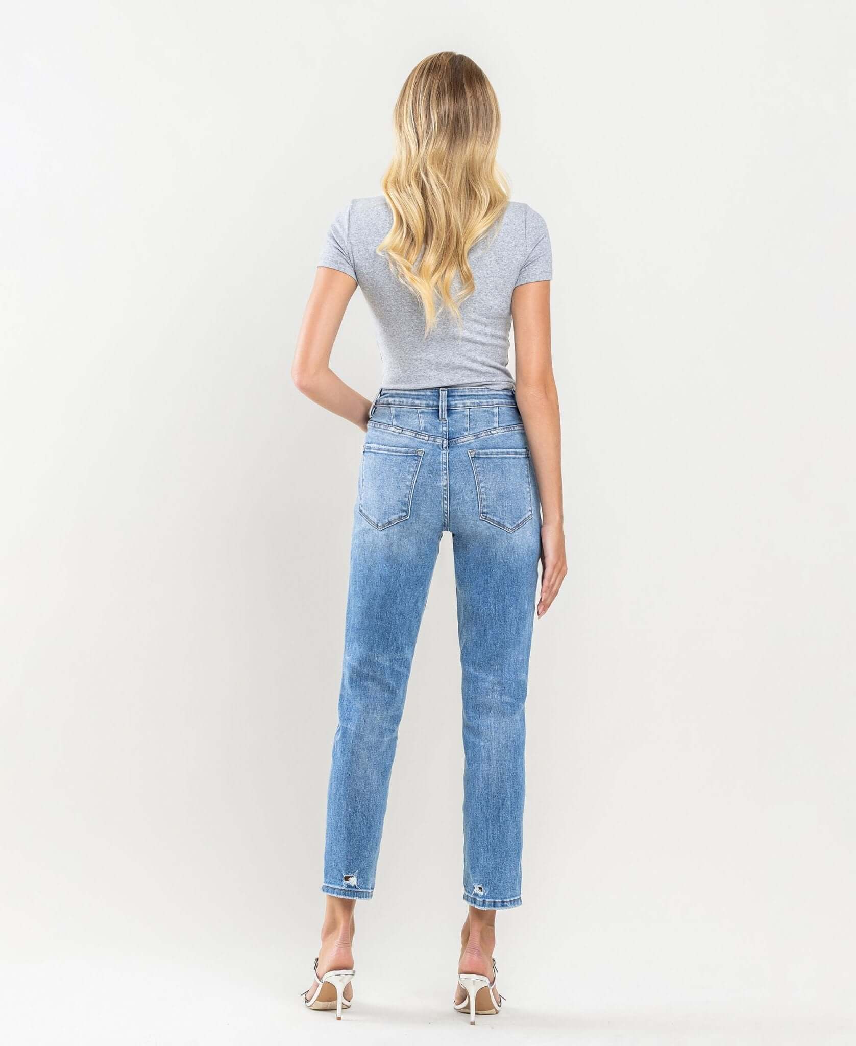 Erika Distressed Crop Mom Jeans - Lavender Hills BeautyVervet by Flying MonkeyT5341-25