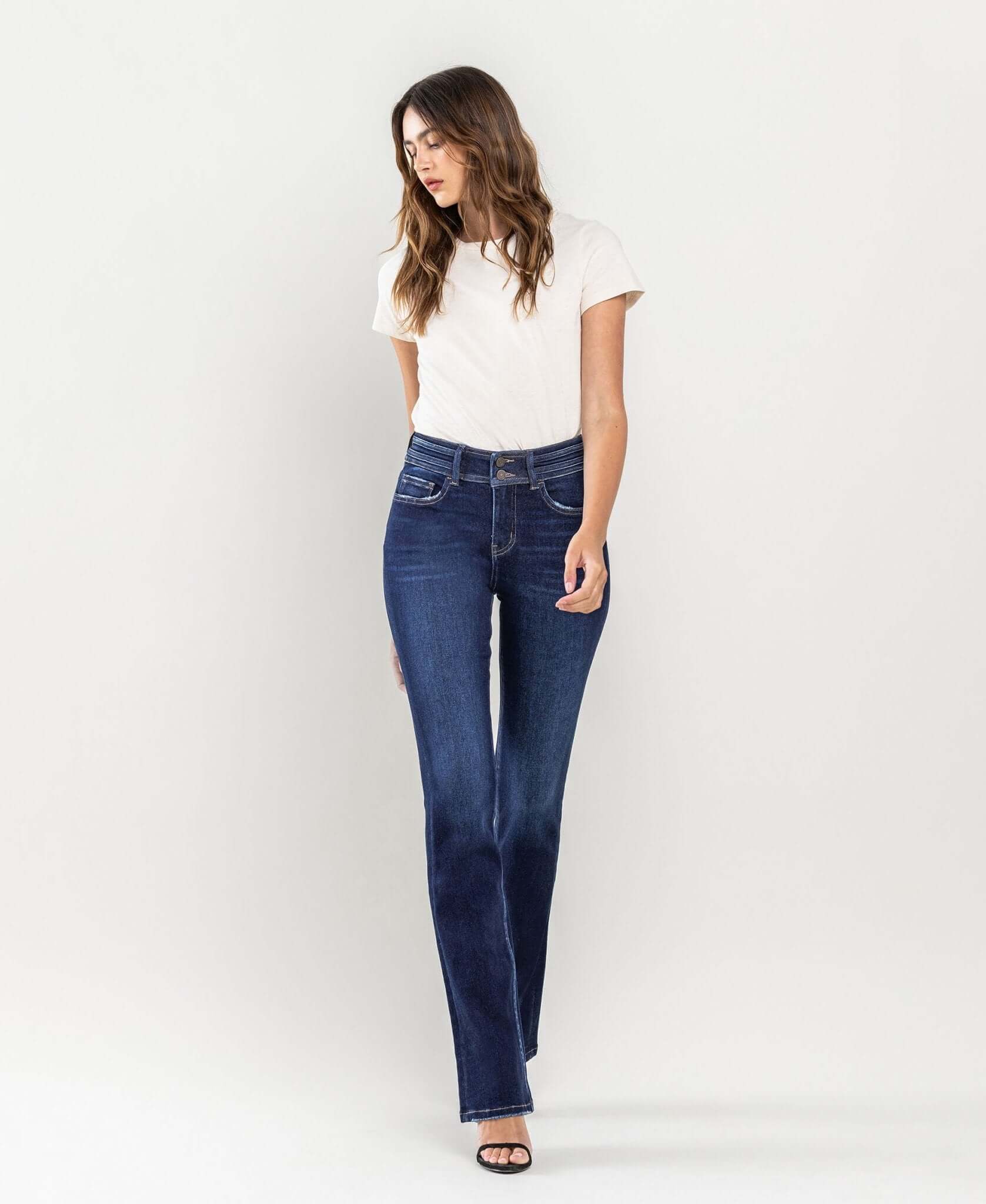 Faith High Rise Bootcut Jeans - Lavender Hills BeautyVervet by Flying Monkey