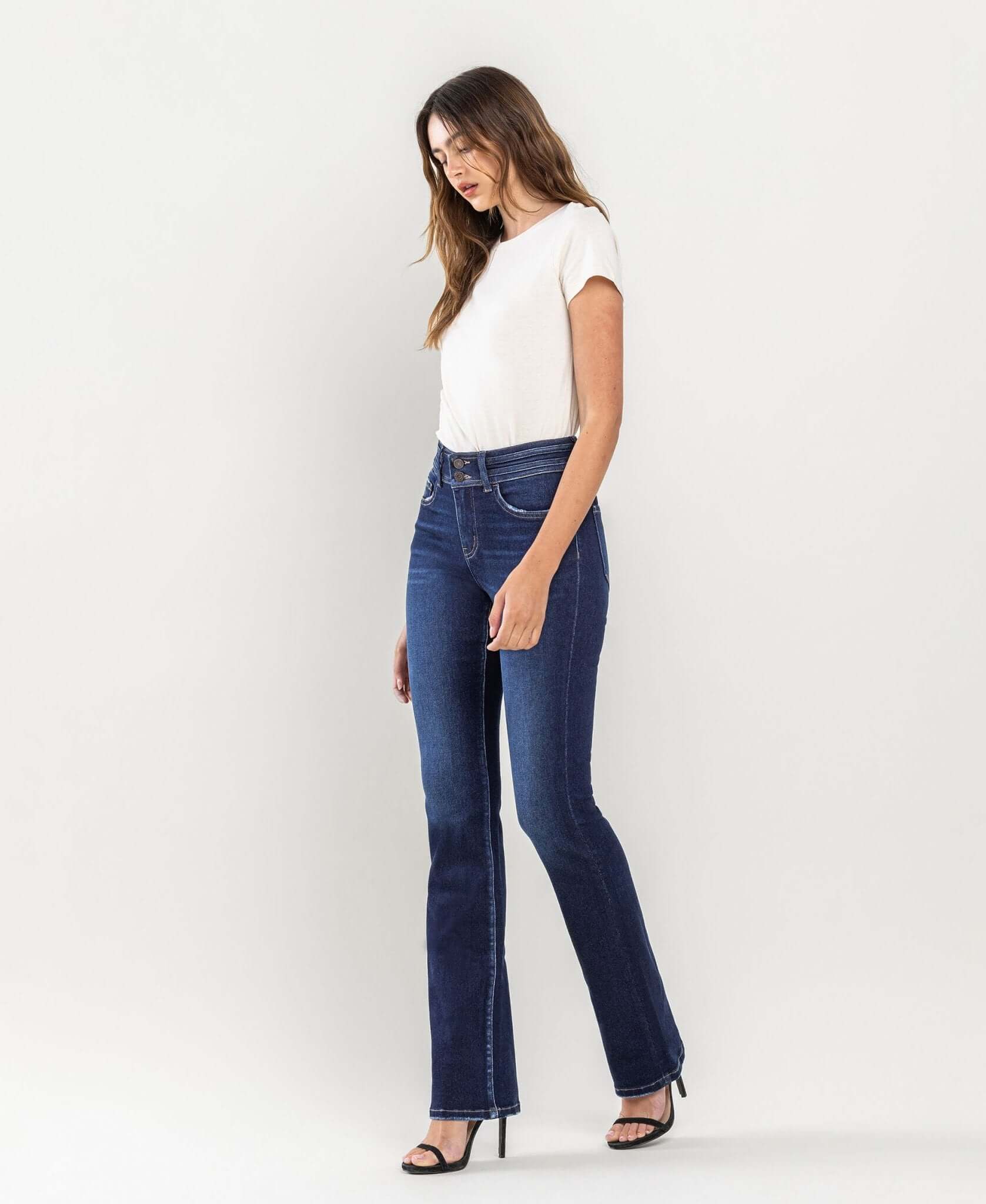 Faith High Rise Bootcut Jeans - Lavender Hills BeautyVervet by Flying Monkey