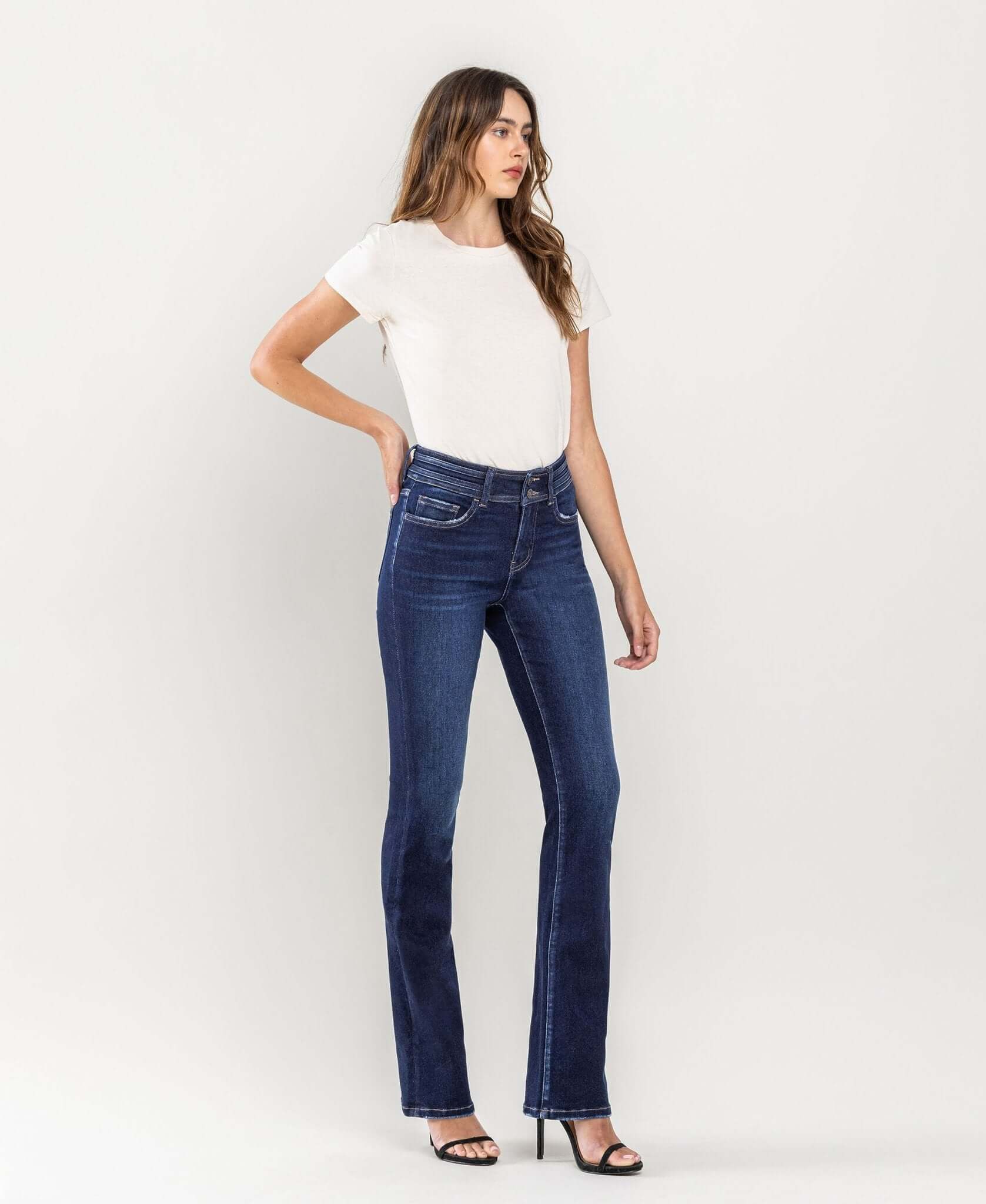 Faith High Rise Bootcut Jeans - Lavender Hills BeautyVervet by Flying Monkey