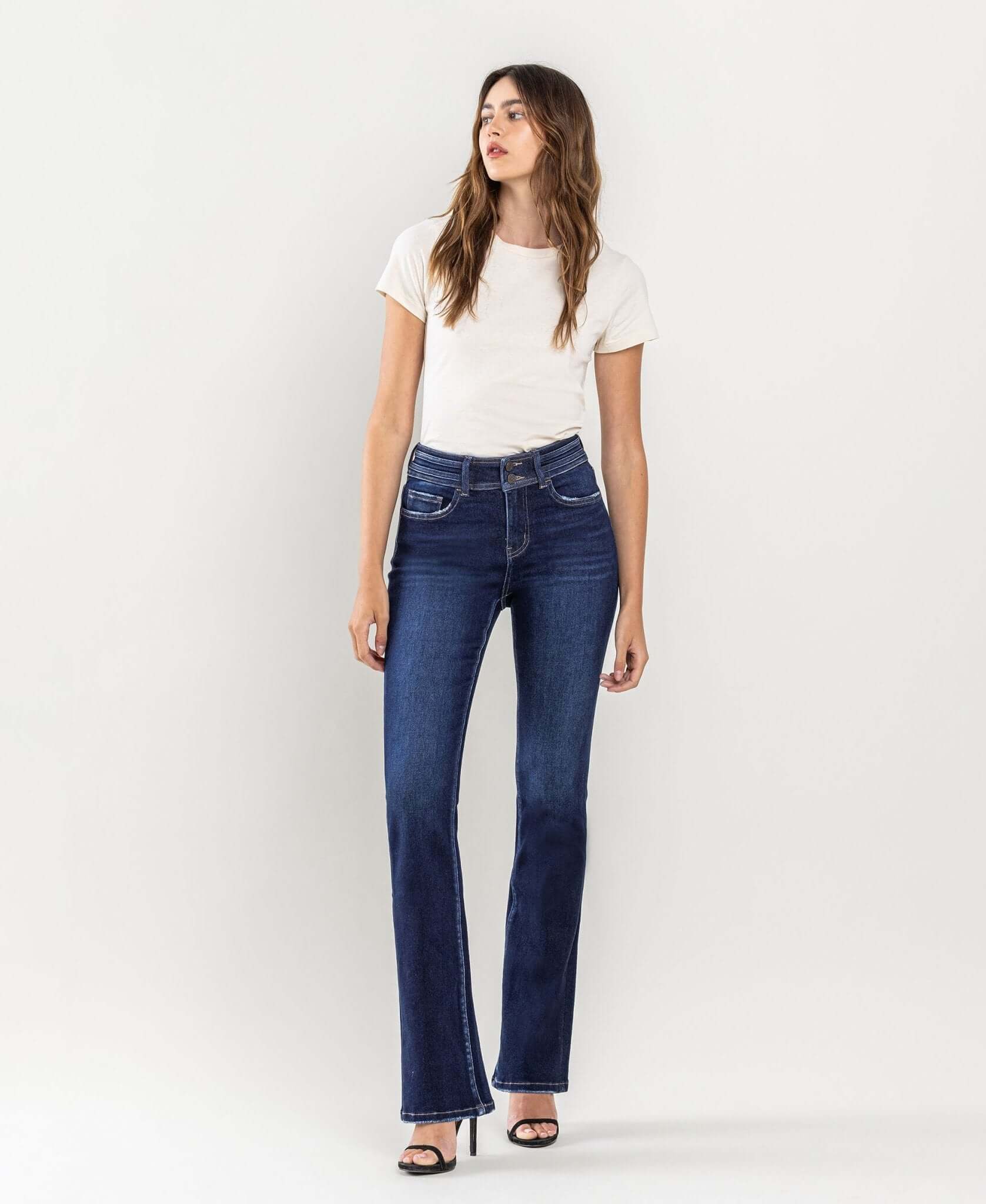 Faith High Rise Bootcut Jeans - Lavender Hills BeautyVervet by Flying Monkey