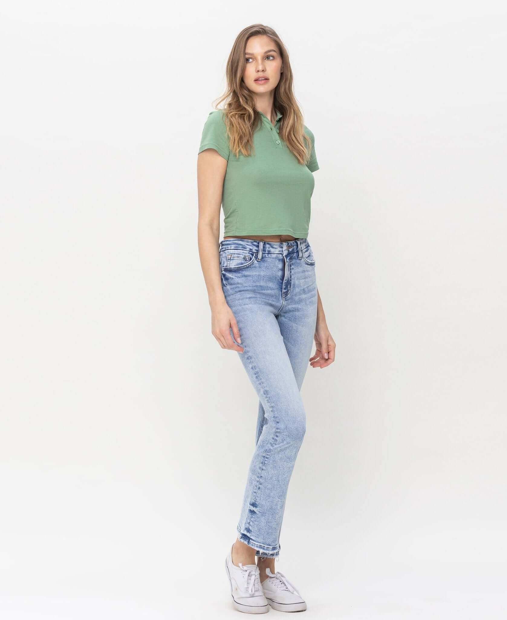 Fashionably High Rise Bootcut Jean - Lavender Hills BeautyVervet by Flying Monkey