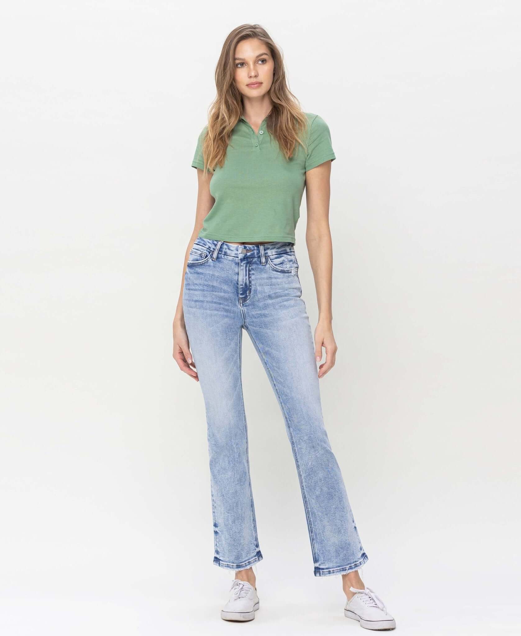 Fashionably High Rise Bootcut Jean - Lavender Hills BeautyVervet by Flying Monkey