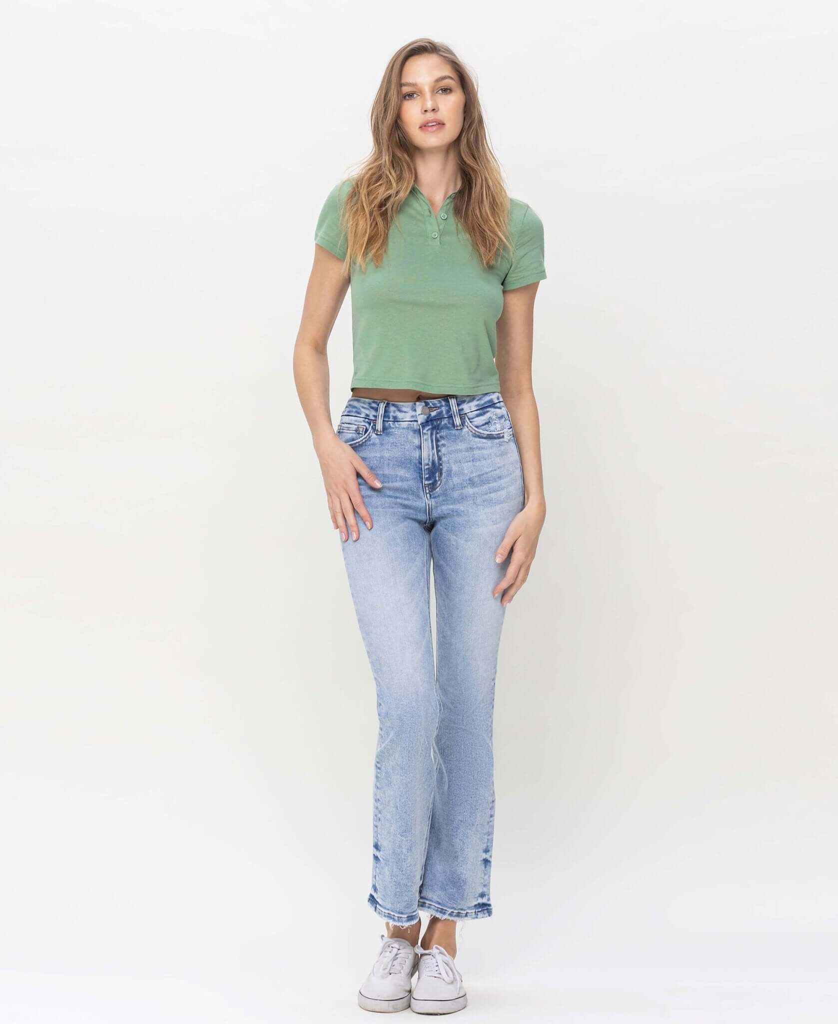 Fashionably High Rise Bootcut Jean - Lavender Hills BeautyVervet by Flying Monkey