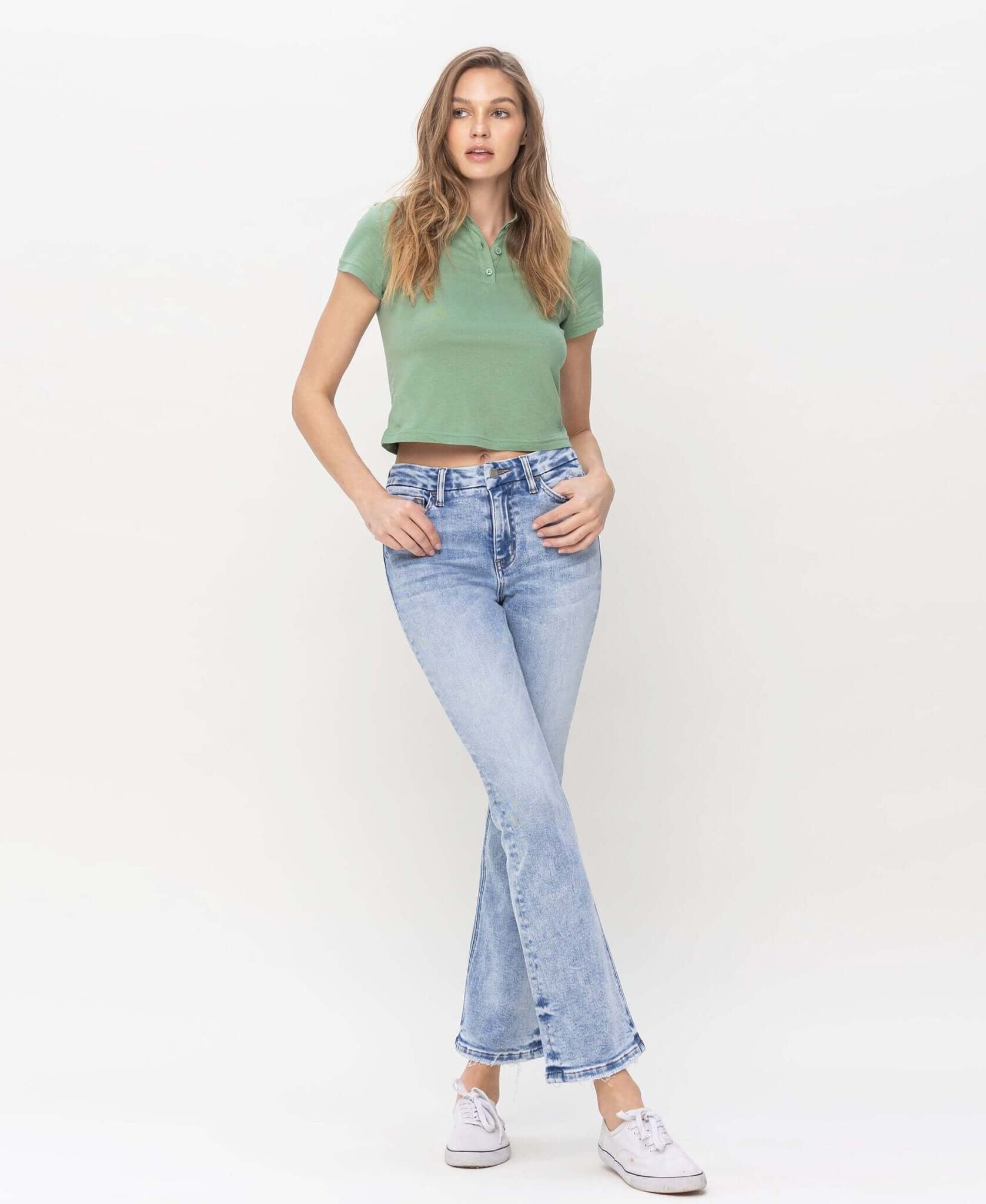 Fashionably High Rise Bootcut Jean - Lavender Hills BeautyVervet by Flying Monkey