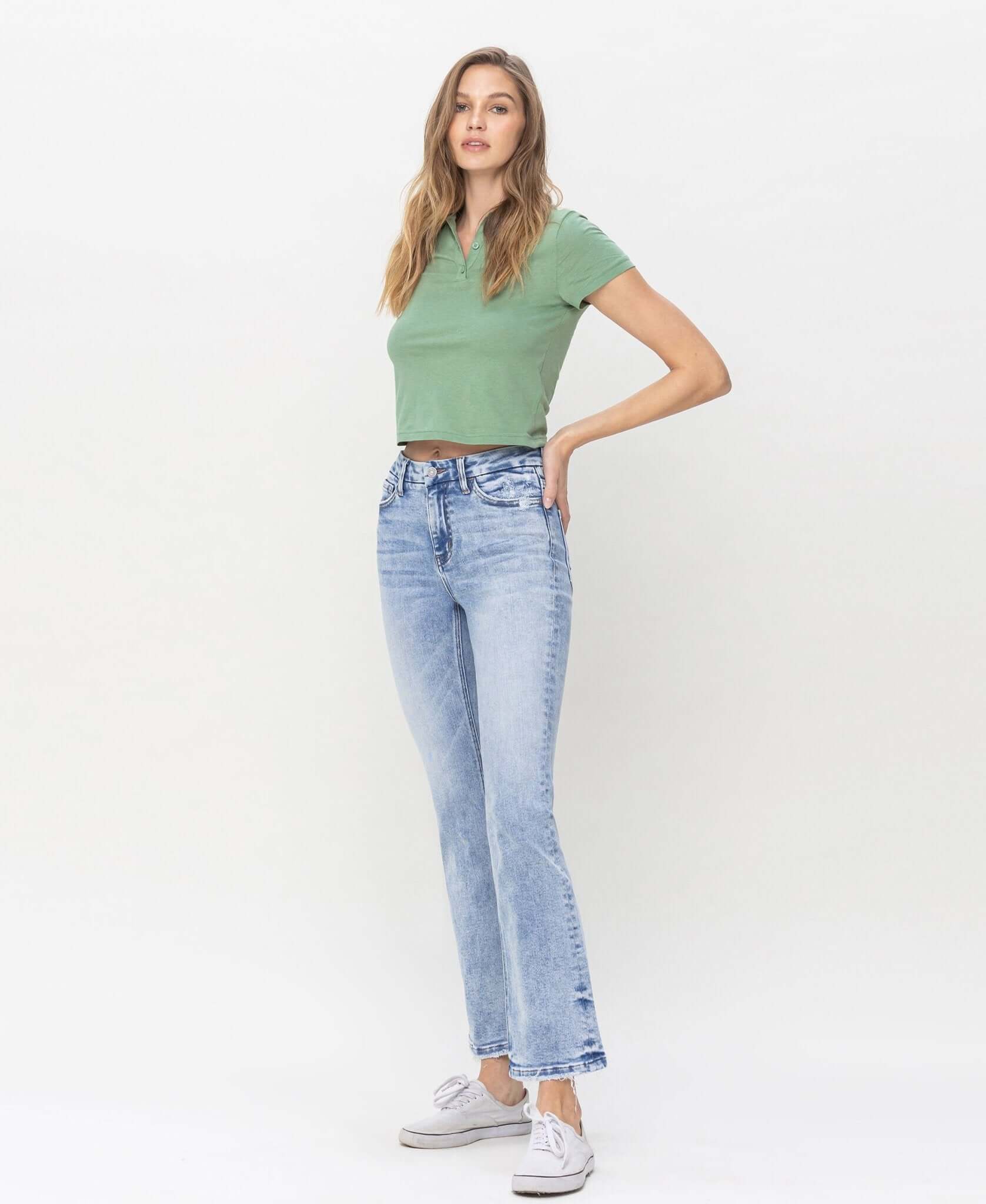 Fashionably High Rise Bootcut Jean - Lavender Hills BeautyVervet by Flying Monkey