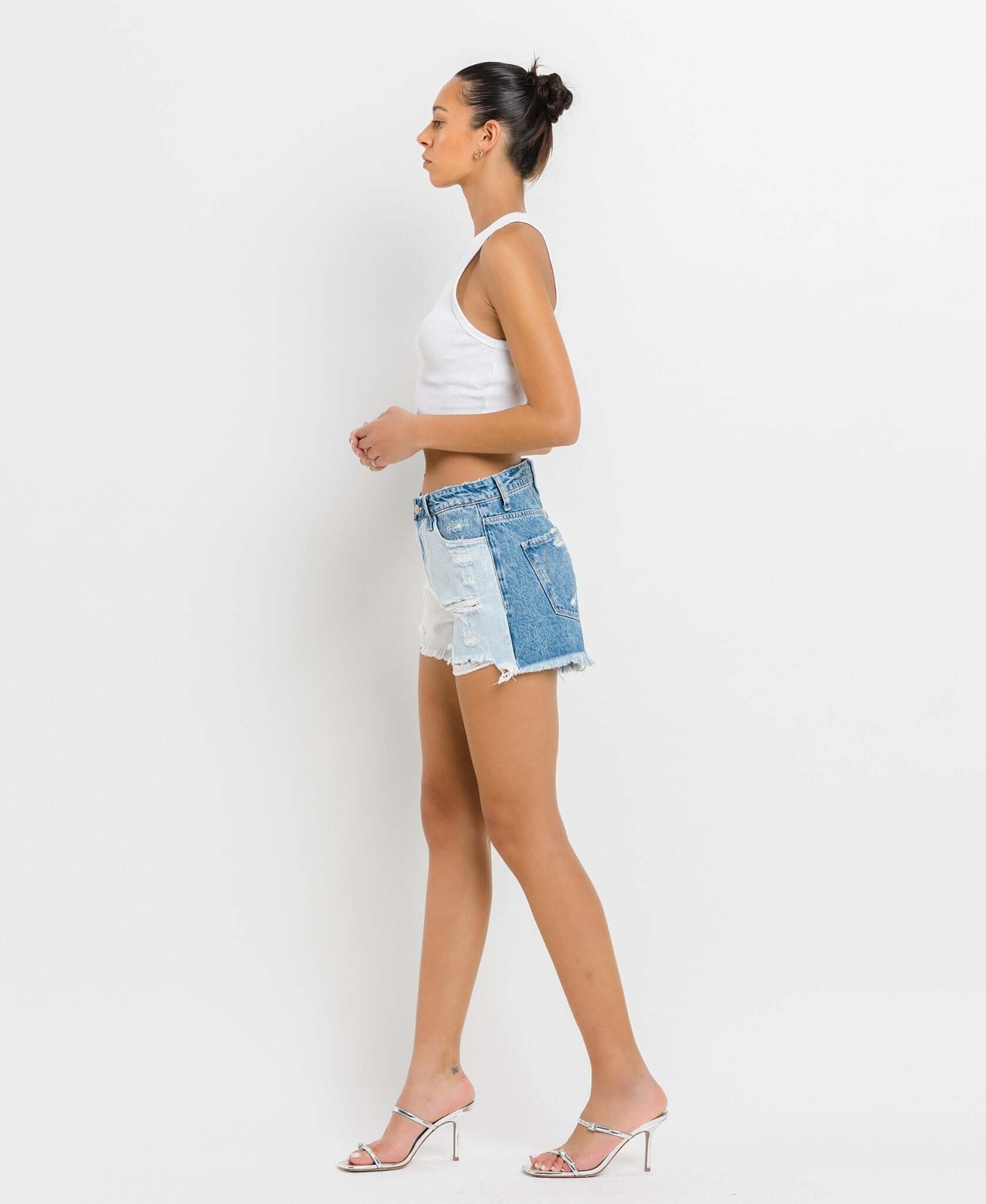 Rebecca Color Block Shorts - Lavender Hills BeautyVervet by Flying MonkeyV2807-XS
