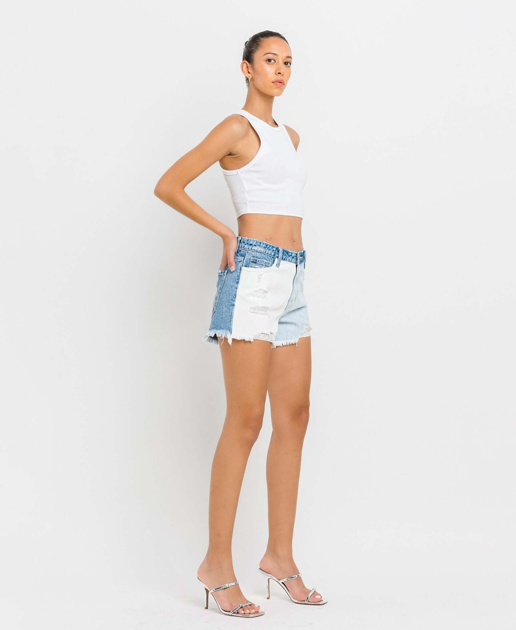 Rebecca Color Block Shorts - Lavender Hills BeautyVervet by Flying MonkeyV2807-XS
