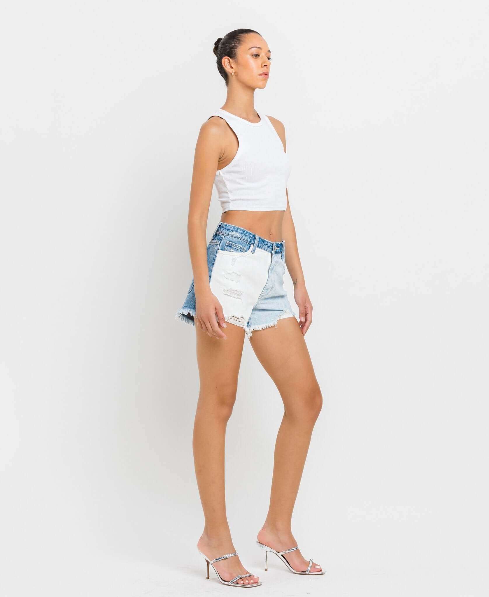 Rebecca Color Block Shorts - Lavender Hills BeautyVervet by Flying MonkeyV2807-XS