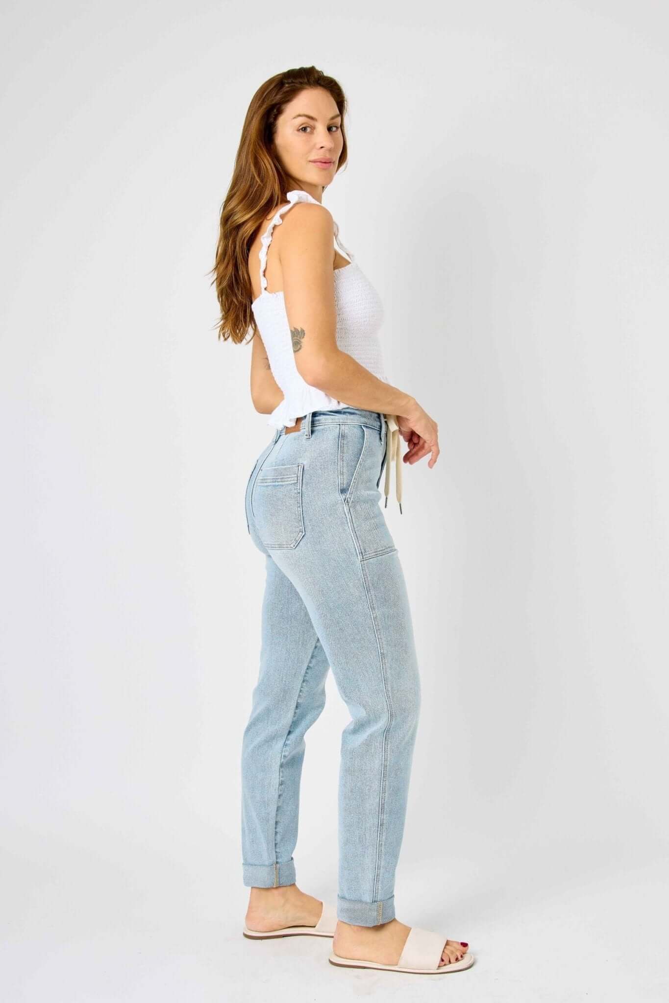 Vintage Wash Button Cuffed Joggers - Lavender Hills BeautyJudy Blue88691REG-LT-1(25)