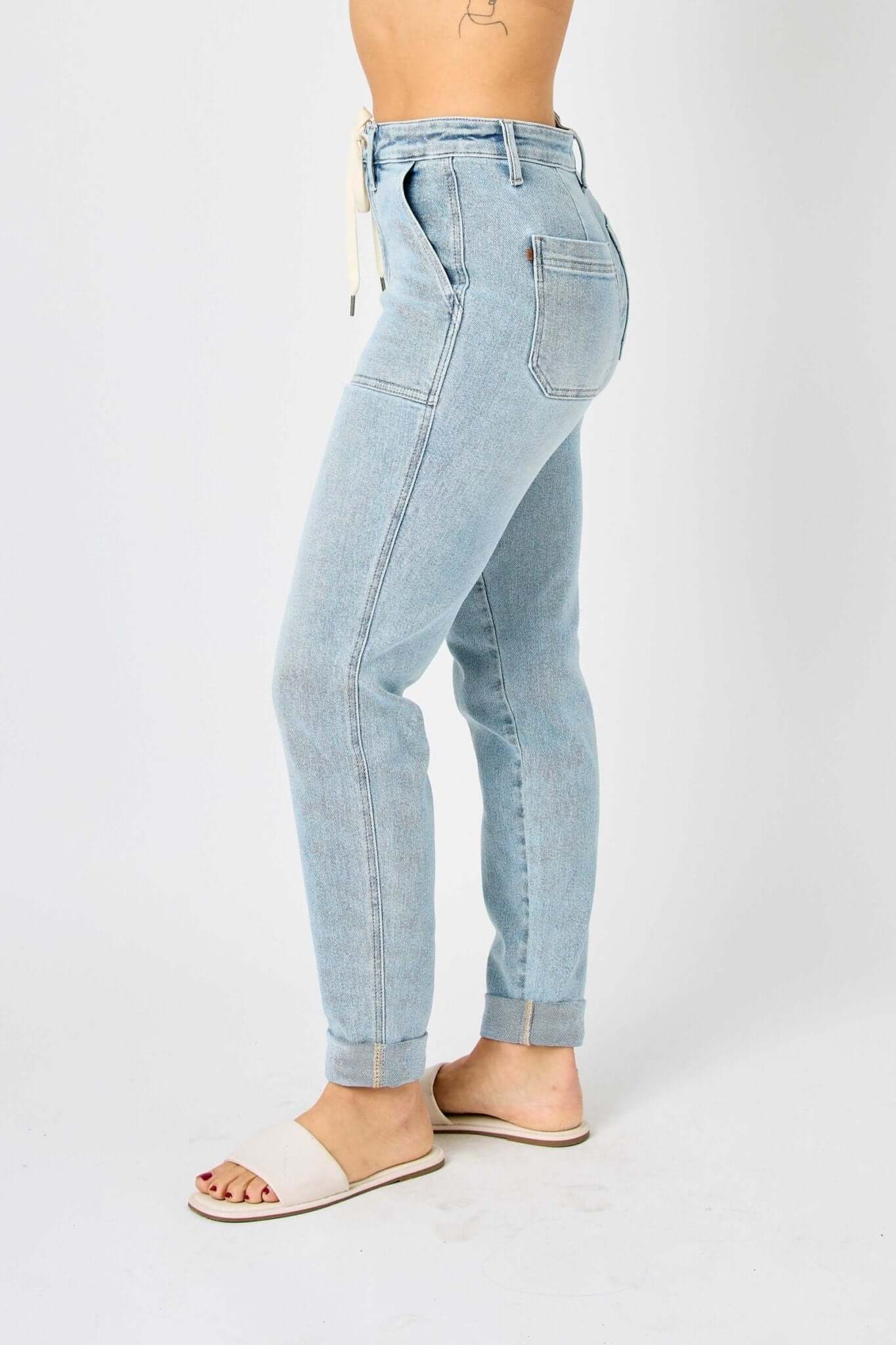 Vintage Wash Button Cuffed Joggers - Lavender Hills BeautyJudy Blue88691REG-LT-1(25)