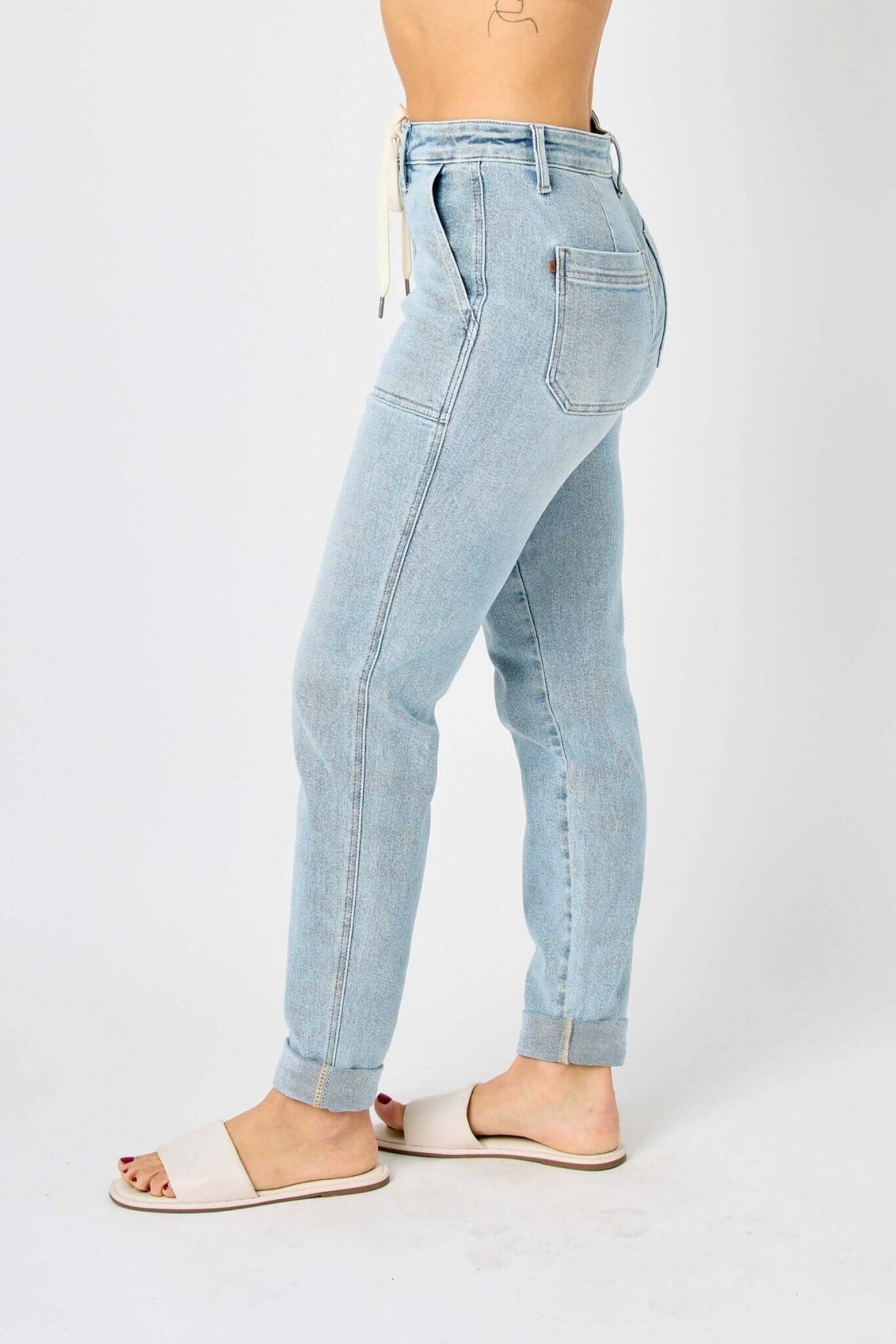 Vintage Wash Button Cuffed Joggers - Lavender Hills BeautyJudy Blue88691REG-LT-1(25)