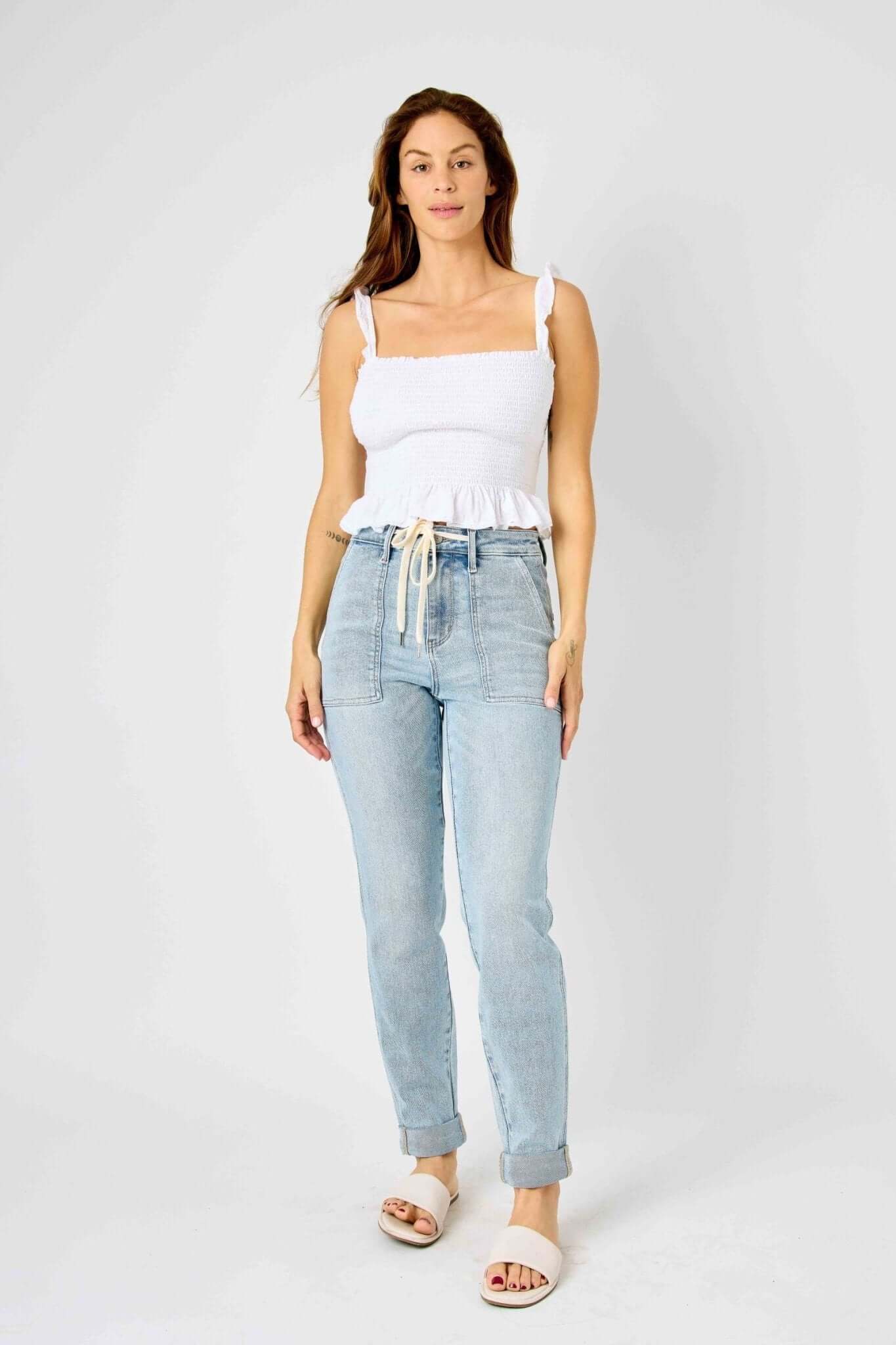 Vintage Wash Button Cuffed Joggers - Lavender Hills BeautyJudy Blue88691REG-LT-1(25)