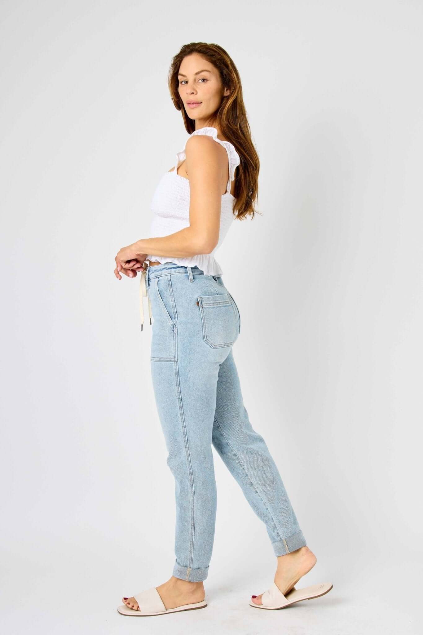 Vintage Wash Button Cuffed Joggers - Lavender Hills BeautyJudy Blue88691REG-LT-1(25)