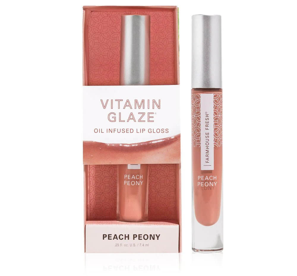 Vitamin Glaze® Oil Infused Lip Gloss – Peach Peony - Lavender Hills BeautyFarmhouse Fresh13929RT