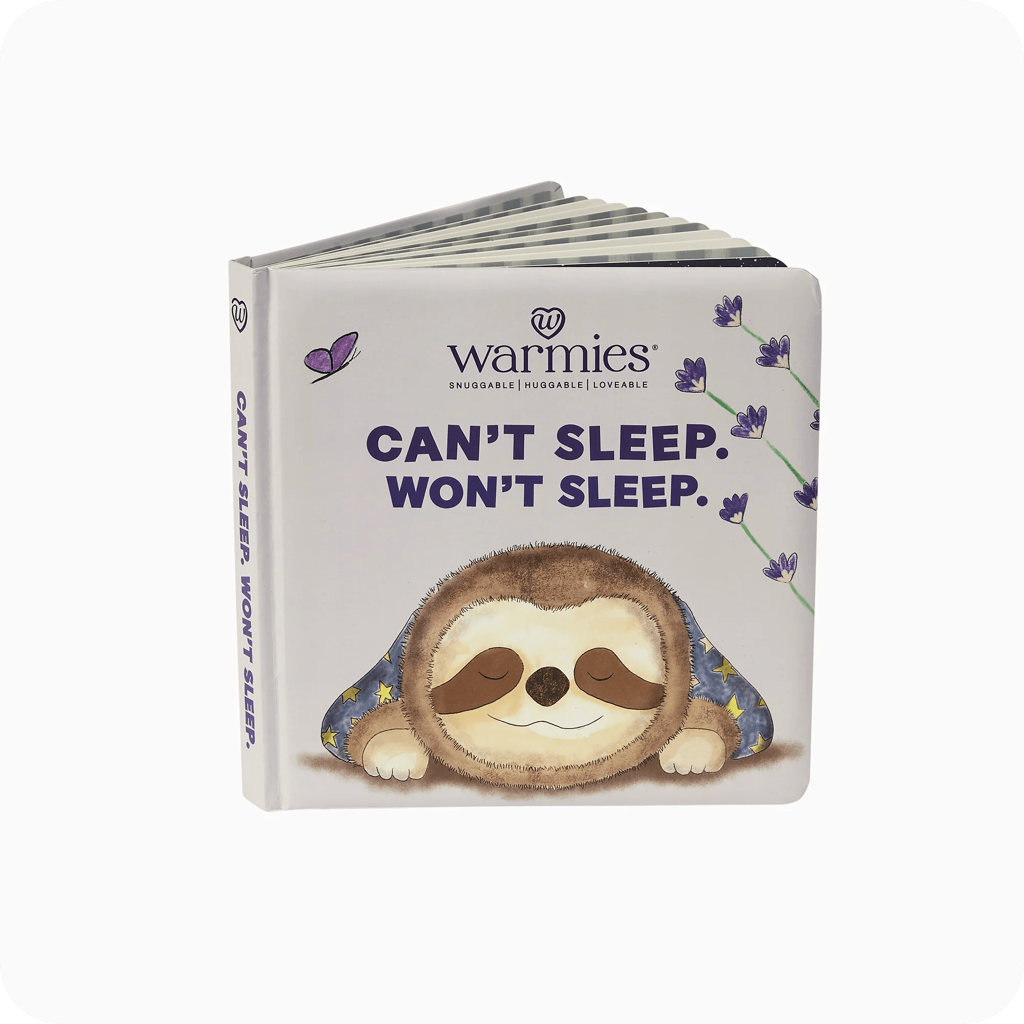 Can't Sleep. Won't Sleep. Board Book | Warmies - Lavender Hills BeautyWarmies