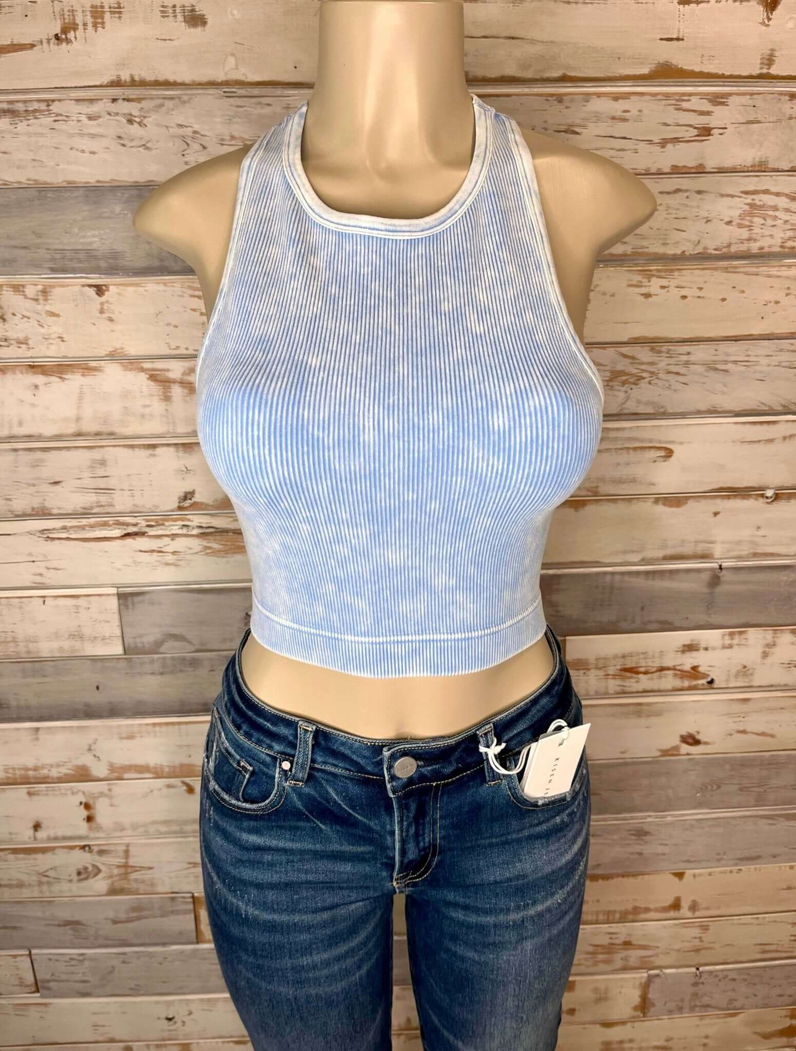 Chic High Neck Racerback Brami Cropped Tank Top - More Colors Available - Lavender Hills BeautyZenana