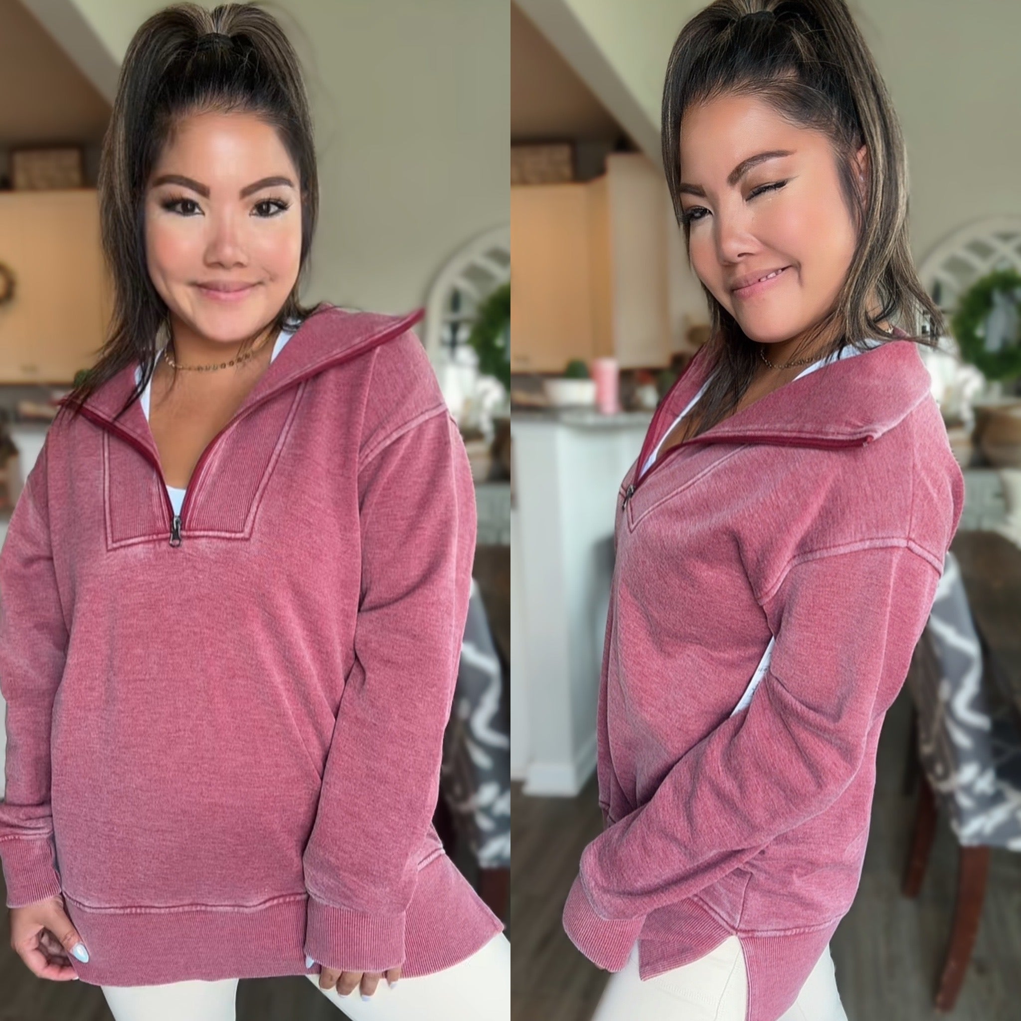 Quarter Zip Sweatshirt Pullover