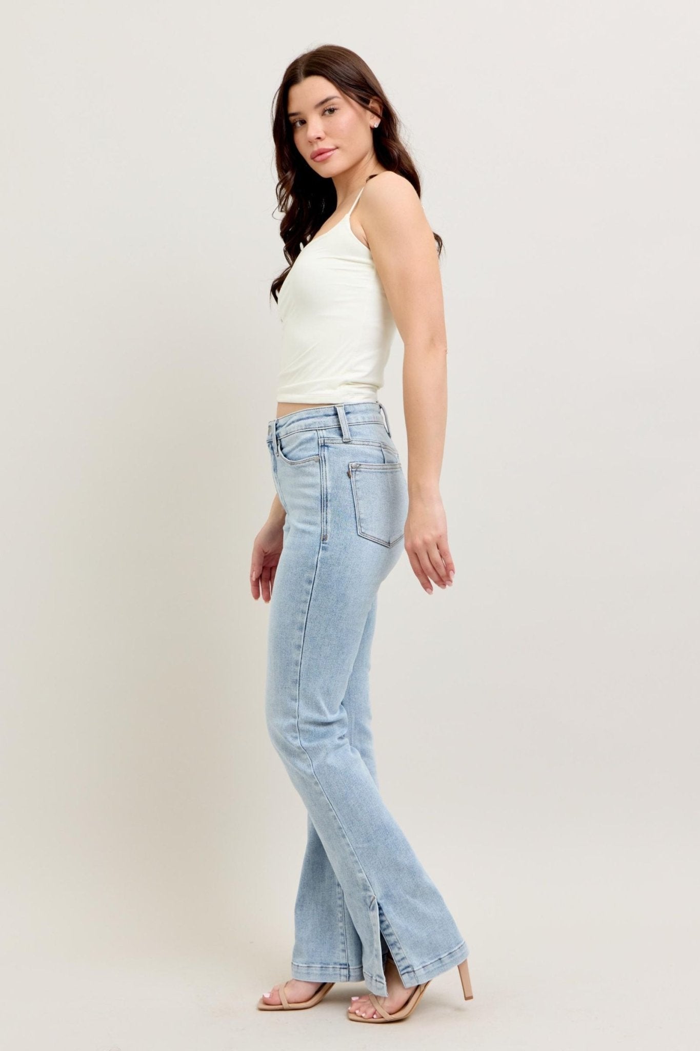 Judy Blue Vintage Wash Tummy Control Side Slit Slim Bootcut Jeans - Lavender Hills BeautyJudy Blue88951REG - 0(24)